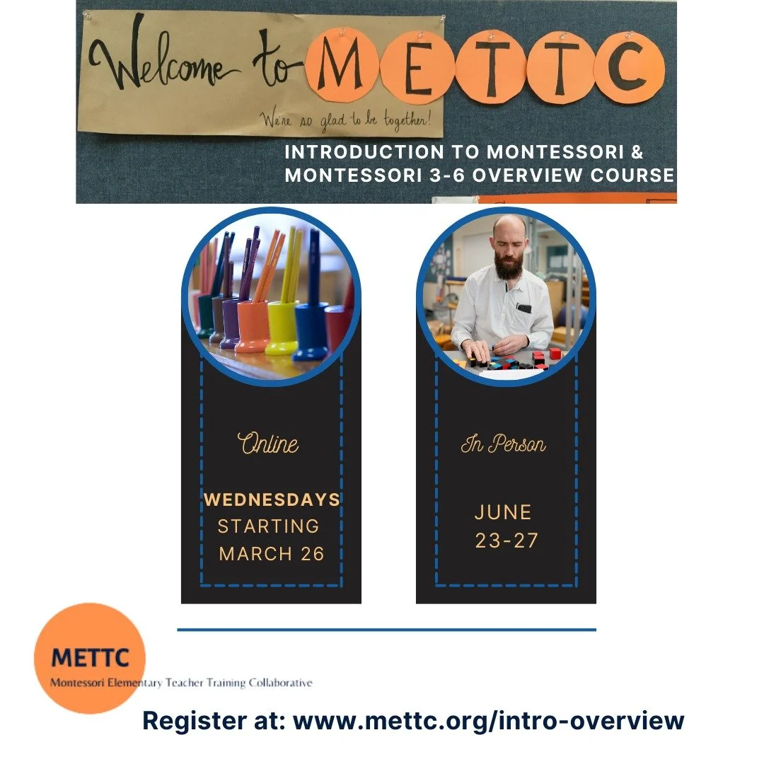 Why should you take the Intro to Montessori course at METTC? 

1. Gain a solid introduction to Montessori philosophy and practice &mdash; this course gives you a structured foundation in Montessori education, whether you&rsquo;re new to the approach 