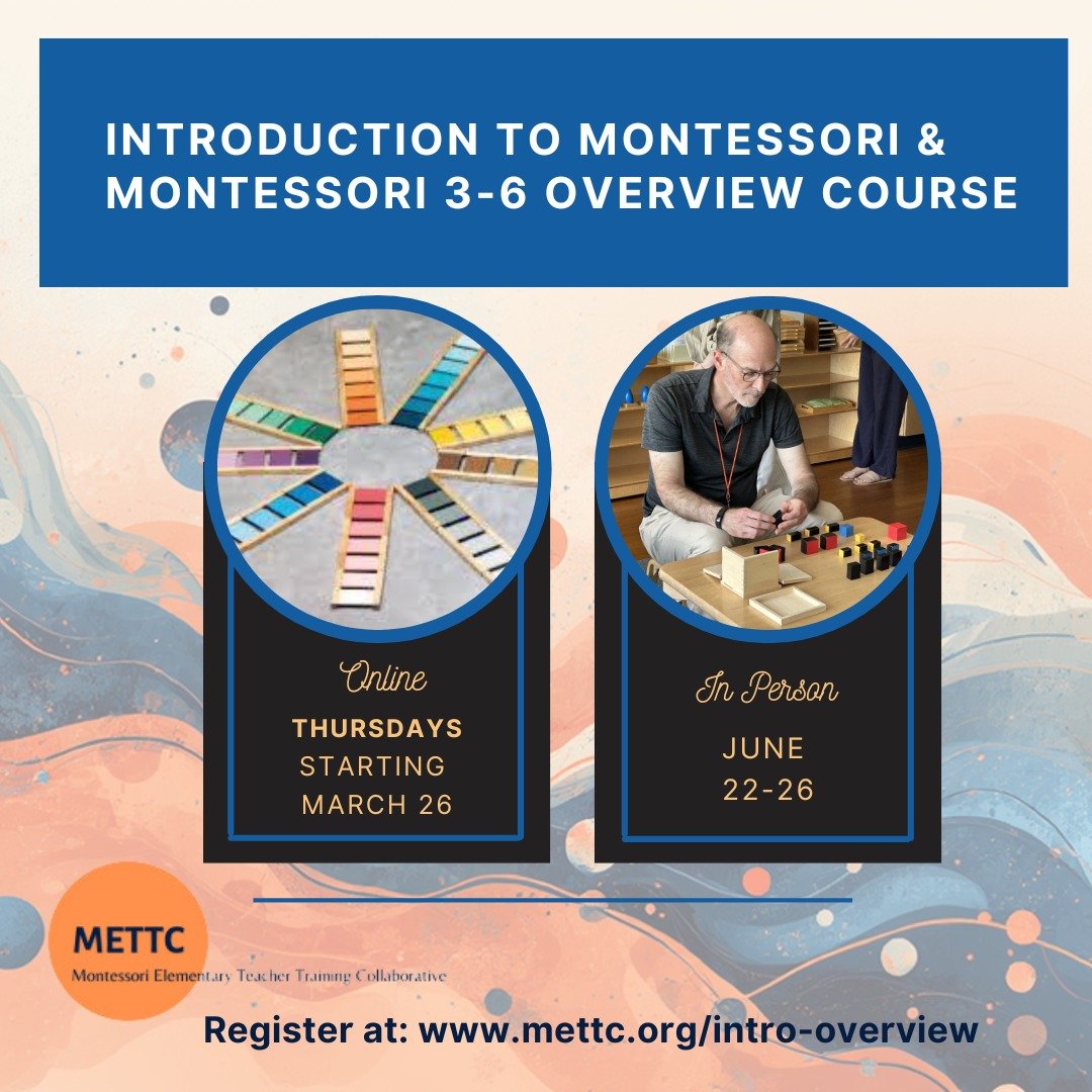 The Introduction to Montessori Overview course is open to teachers, administrators, and specialty staff. This course fulfills the AMS pre-requisite requirement for Elementary teacher candidates without 3-6 credentials. Registrants will earn 40 hours 