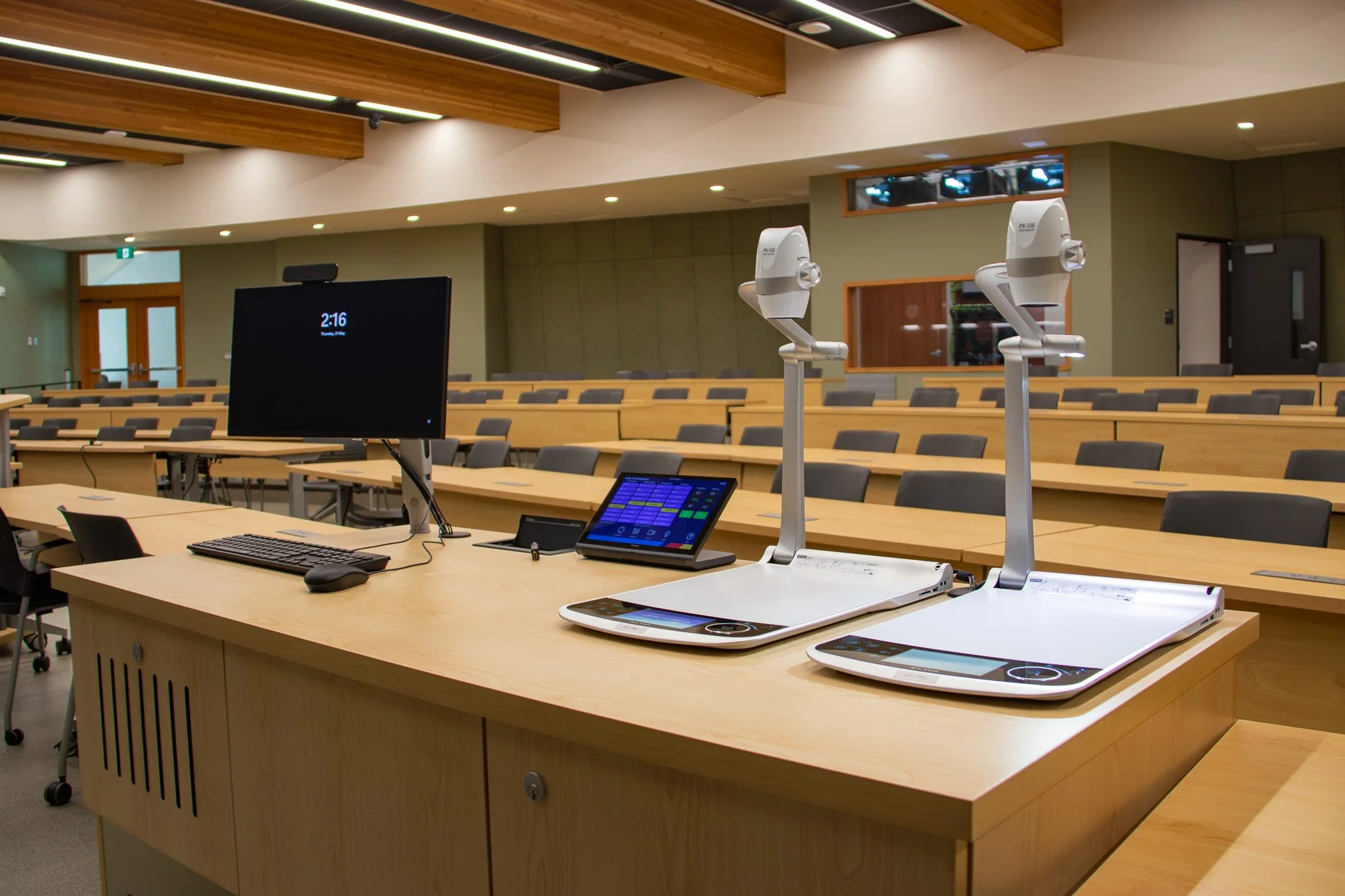 A lecture capture system in a university classroom.