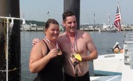 Jenny and Unified Partner Dave, 1st Special Olympics swimmers to cross the Potomac River, 2012