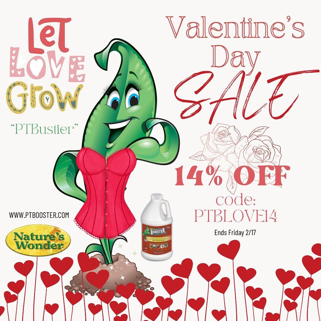 💞🌱Let Love Grow🌹💐

Meet our favorite galentine, PTBustier! Making this Valentine&rsquo;s Day a little sweeter with 14% off a bottle of our Organic Plant &amp; Soil Booster now through Friday 2/17 with code &ldquo;PTBLOVE14&rdquo; 🥰💓🌹✨💋 Link t