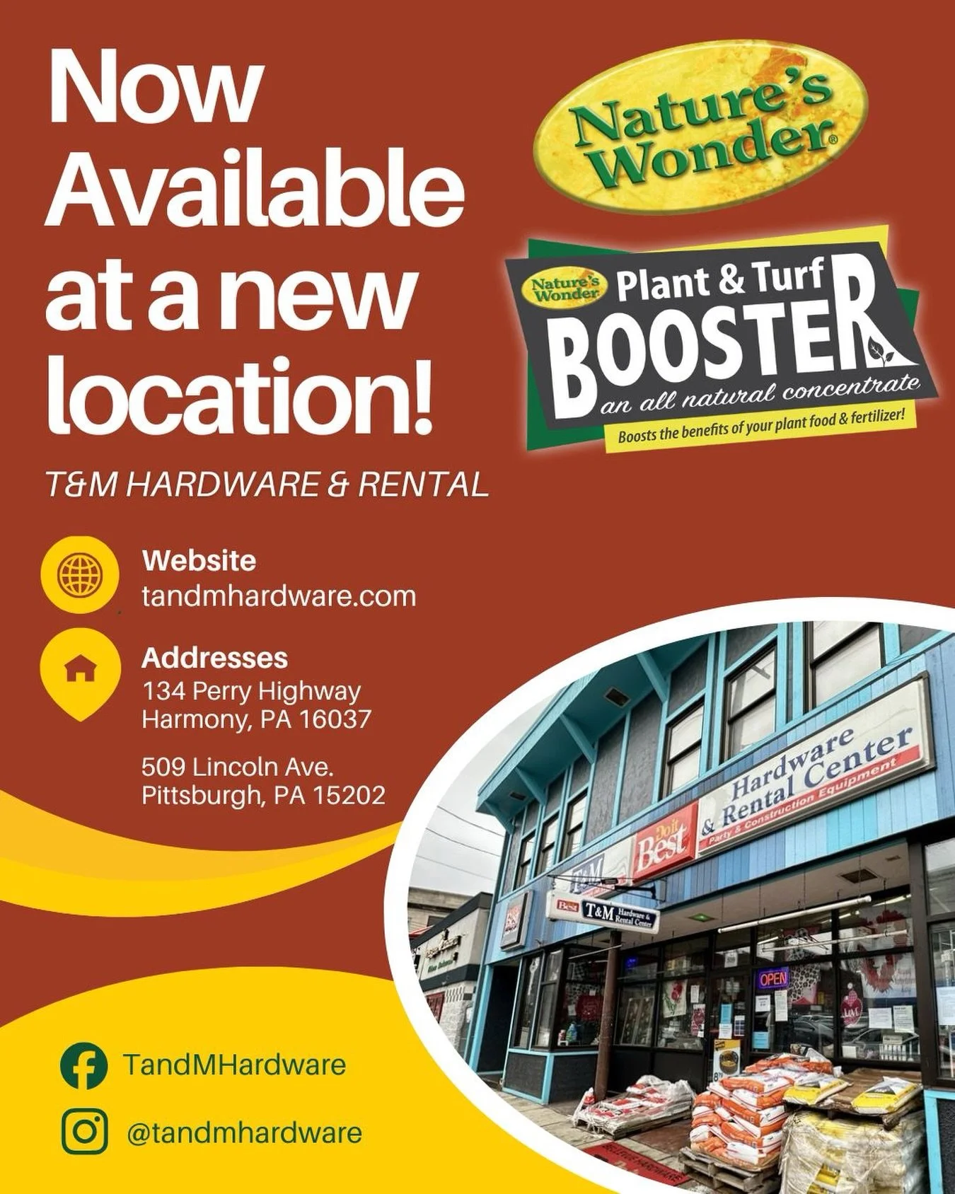 Please help us welcome T&amp;M Hardware &amp; Rental to the PTBooster family! 🎉🌱

For everyone in the Pittsburgh area &mdash; they now have TWO locations fully stocked and ready for your in-person purchases! 💪🏽

Keep those local garden center &am