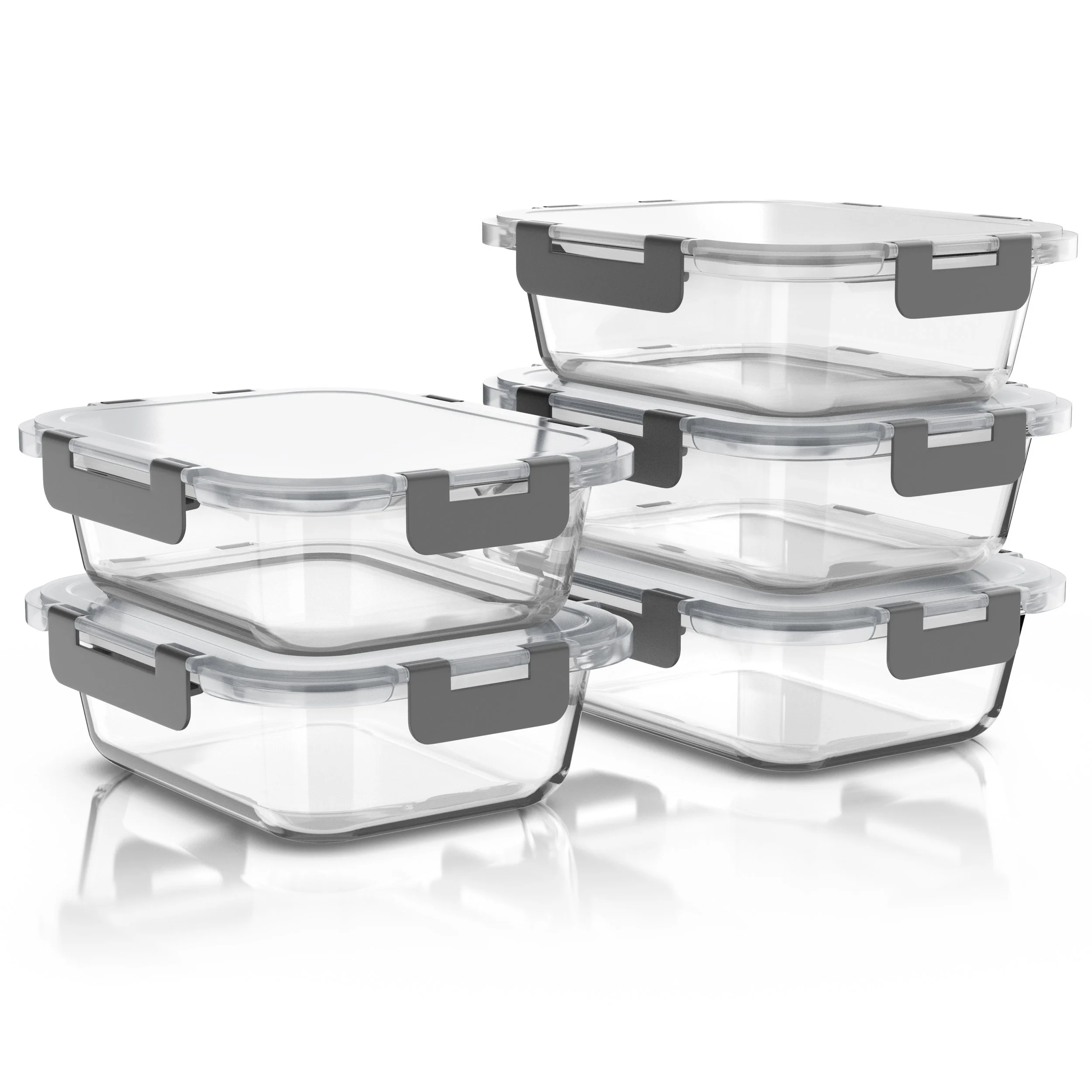 5ER SET GLAS LUNCHBOXEN