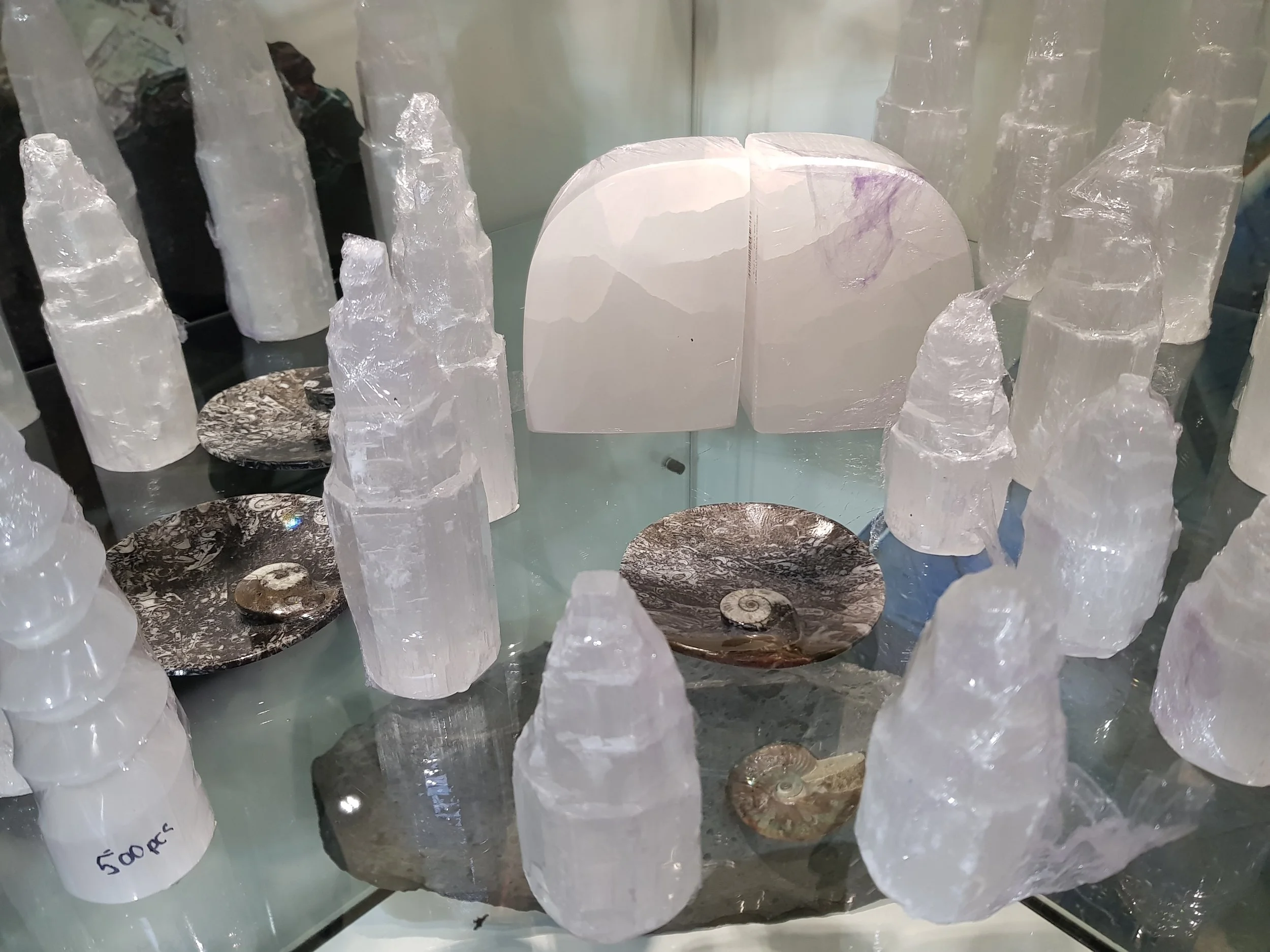 Selenite Crystal Tower Lamps
