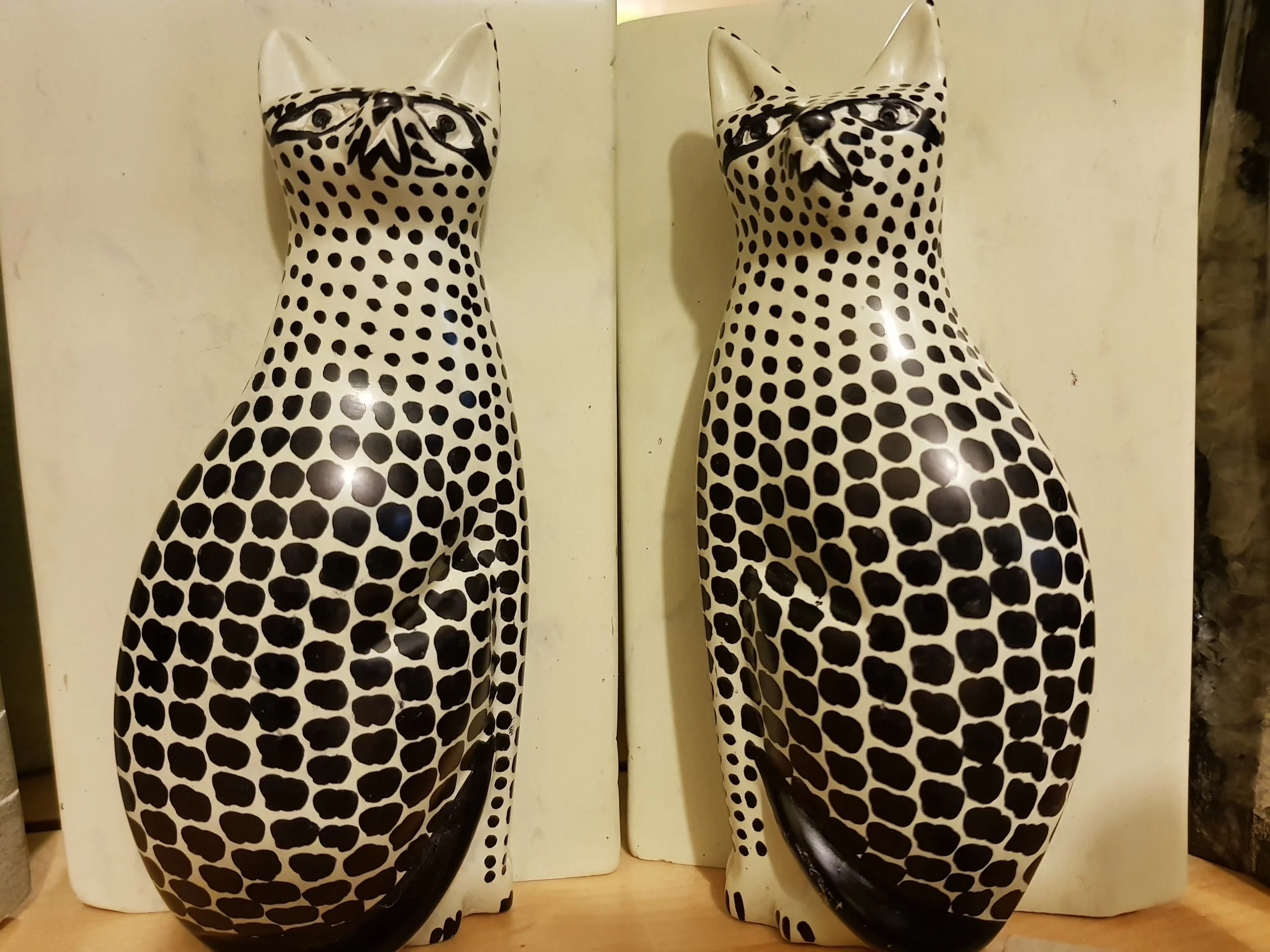 Handmade Tabaka Soapstone Cat Bookends (from Kenya, Africa)