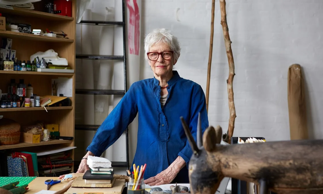Joan Jonas in her studio in New York City.Photograph:Mike McGregor for the Observer