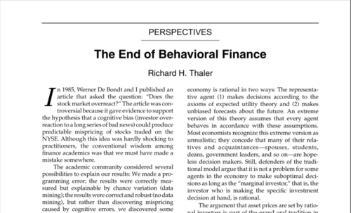The End of Behavioral Finance