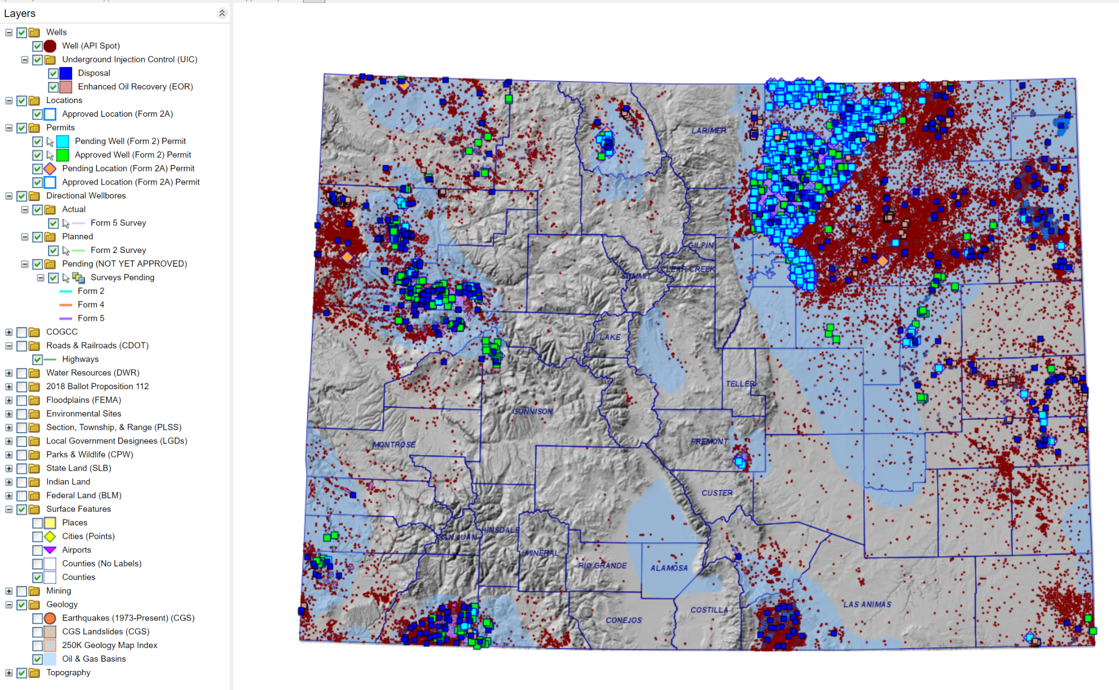 If well density is an issue, certain areas should be concerned. Specifically, north-eastern, north-western, and mid-southern Colorado.
