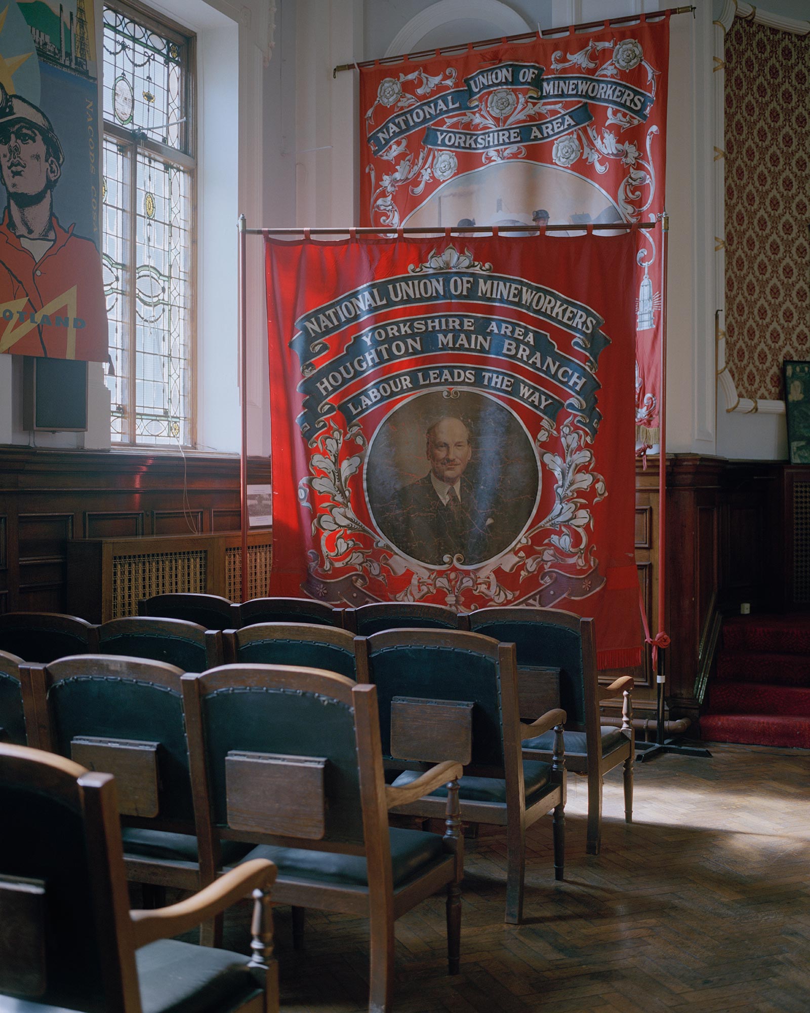 Houghton Main branch banner, National Union of Mineworkers, Barnsley, South Yorkshire.