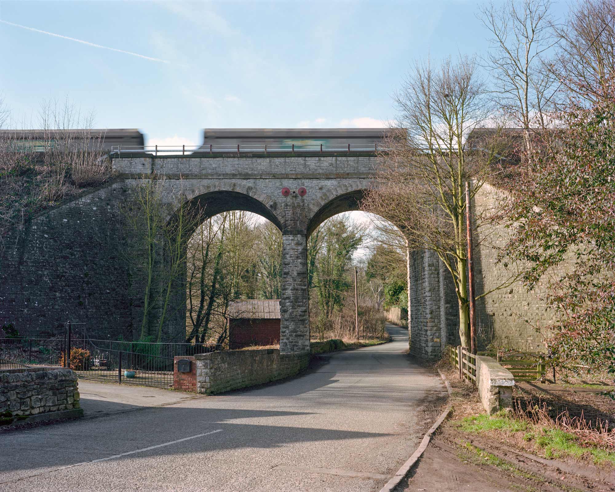 A coal train passing over Langwith viaduct, Derbyshire.