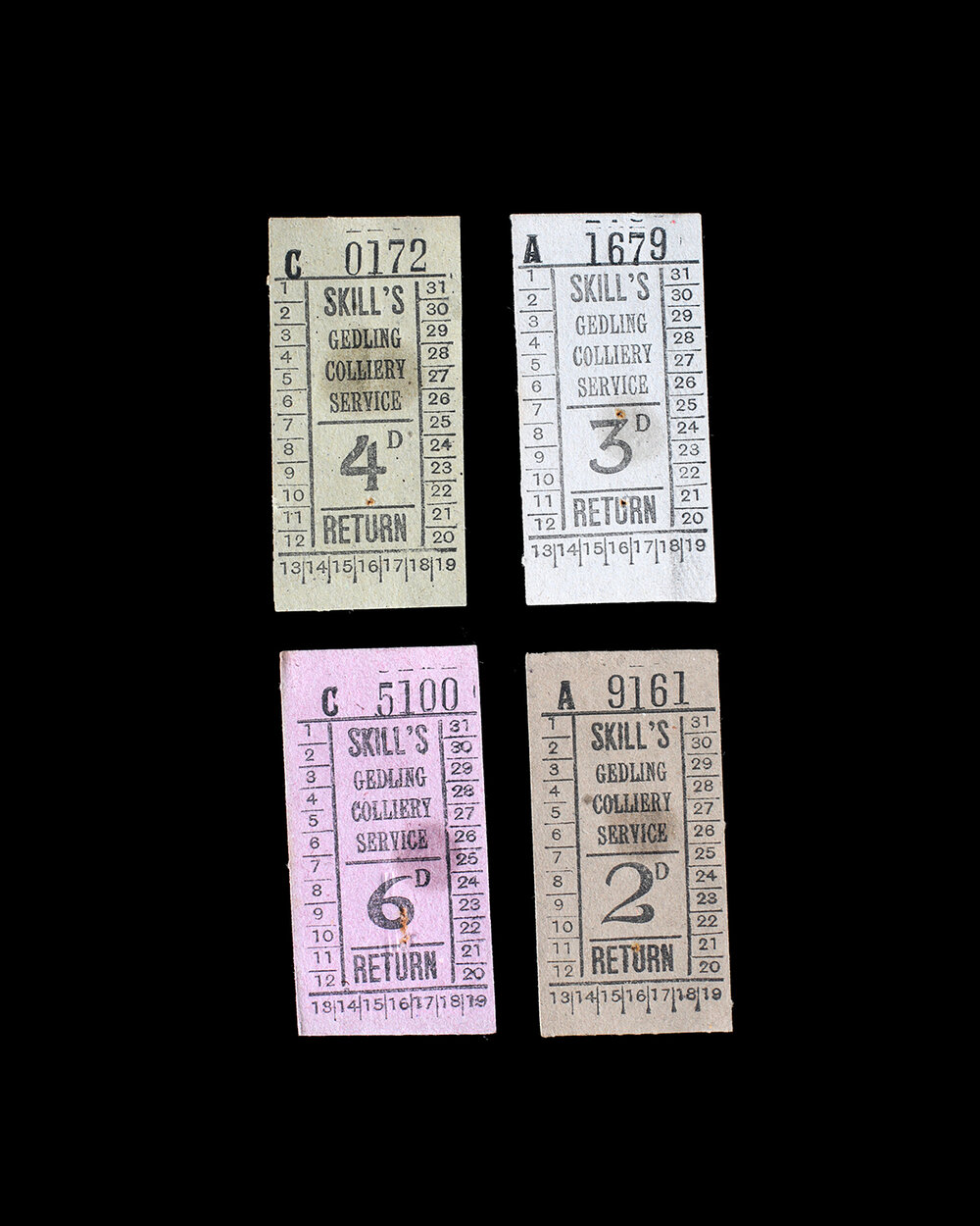Skill’s bus tickets for colliery transportation from Nottingham's inner-city neighbourhoods