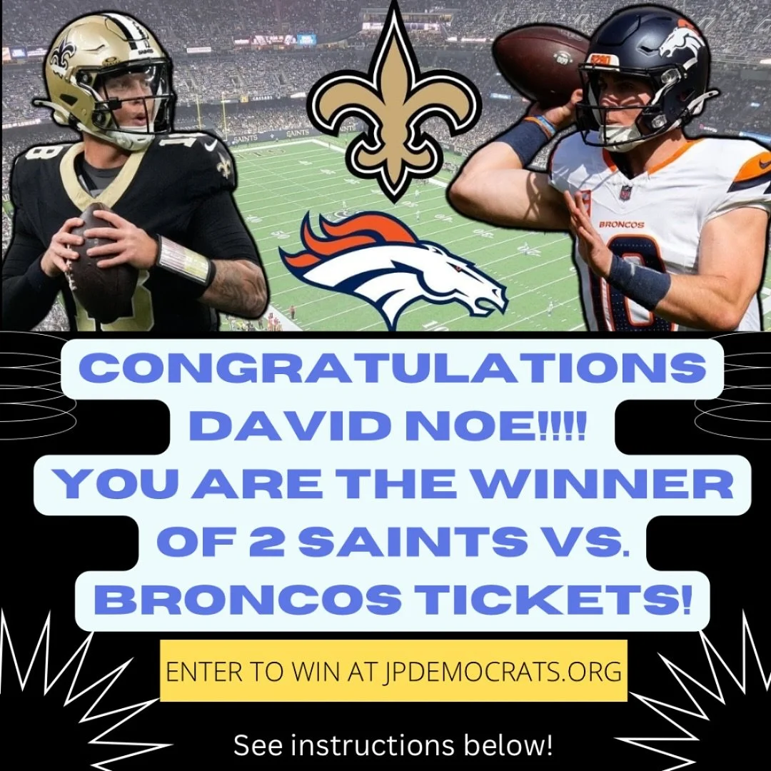 Who dat! 🎉 Big congrats to David Noe for scoring tickets to tonight&rsquo;s Saints vs. Broncos game! Get ready to cheer loud and proud&mdash;bring home a win for the Black &amp; Gold!