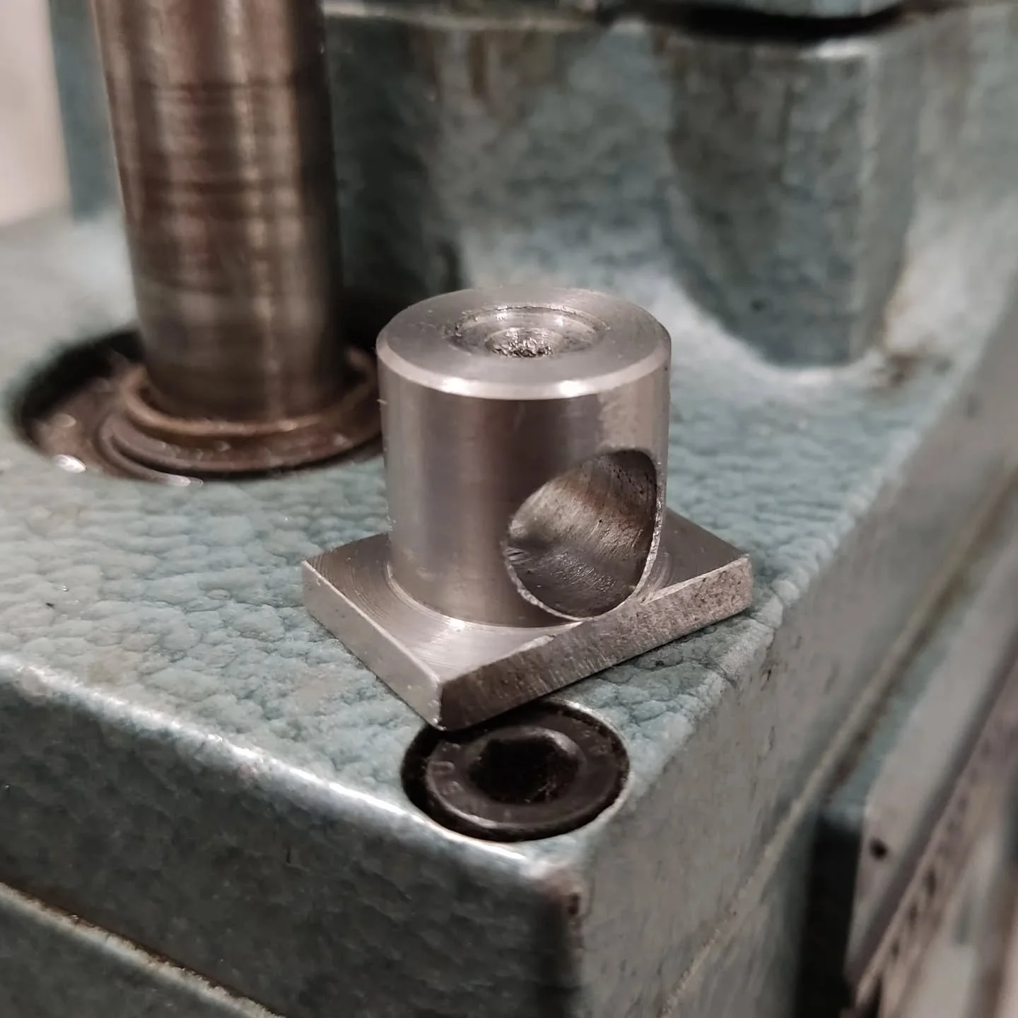 Now that we have a metal lathe and mill, we can make parts for the lathe and mill.
This week one of our metalworking leads had been pushing the machine's limits with stainless steel, making a replacement plunger for the lathe tool post

#hackspace #h
