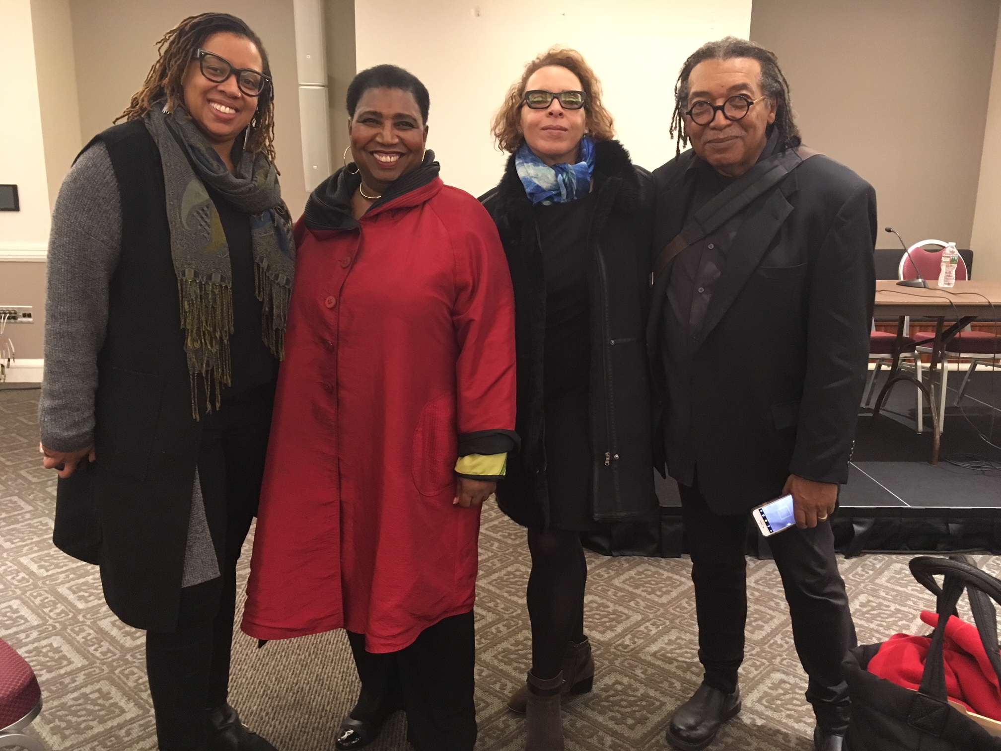  Participants in our panel "Race and Representation in the Visual Arts: A Boston Perspective" from left to right: Alexandria Smith, Callie Crossley, Vera Ingrid Grant, James Montford. &nbsp;Missing from photo: Camilo Alvarez 
