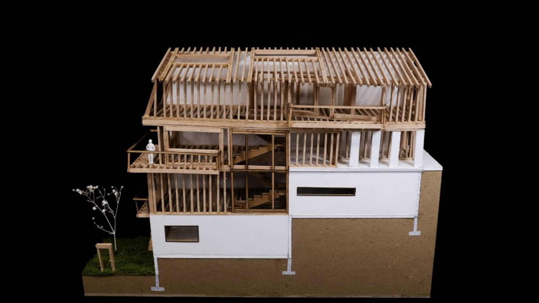 Row House, November 2022, Wood Model, 1/4"=1' Scale