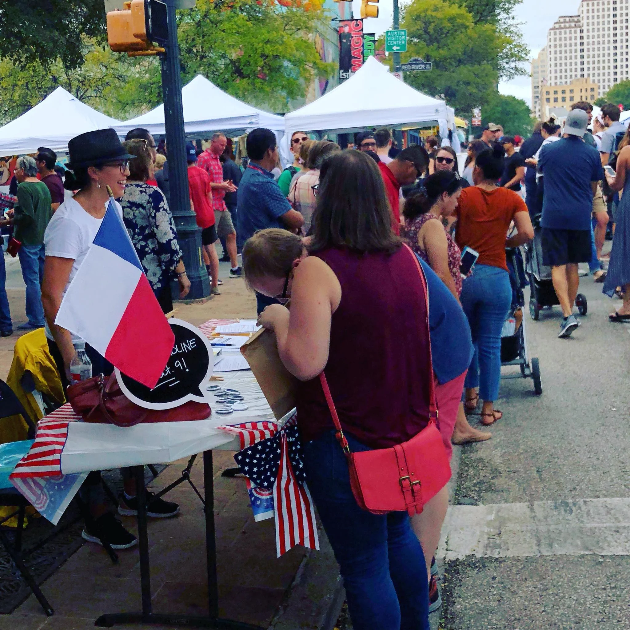 Registering voters out at the Pecan Street Fest in Austin, TX
