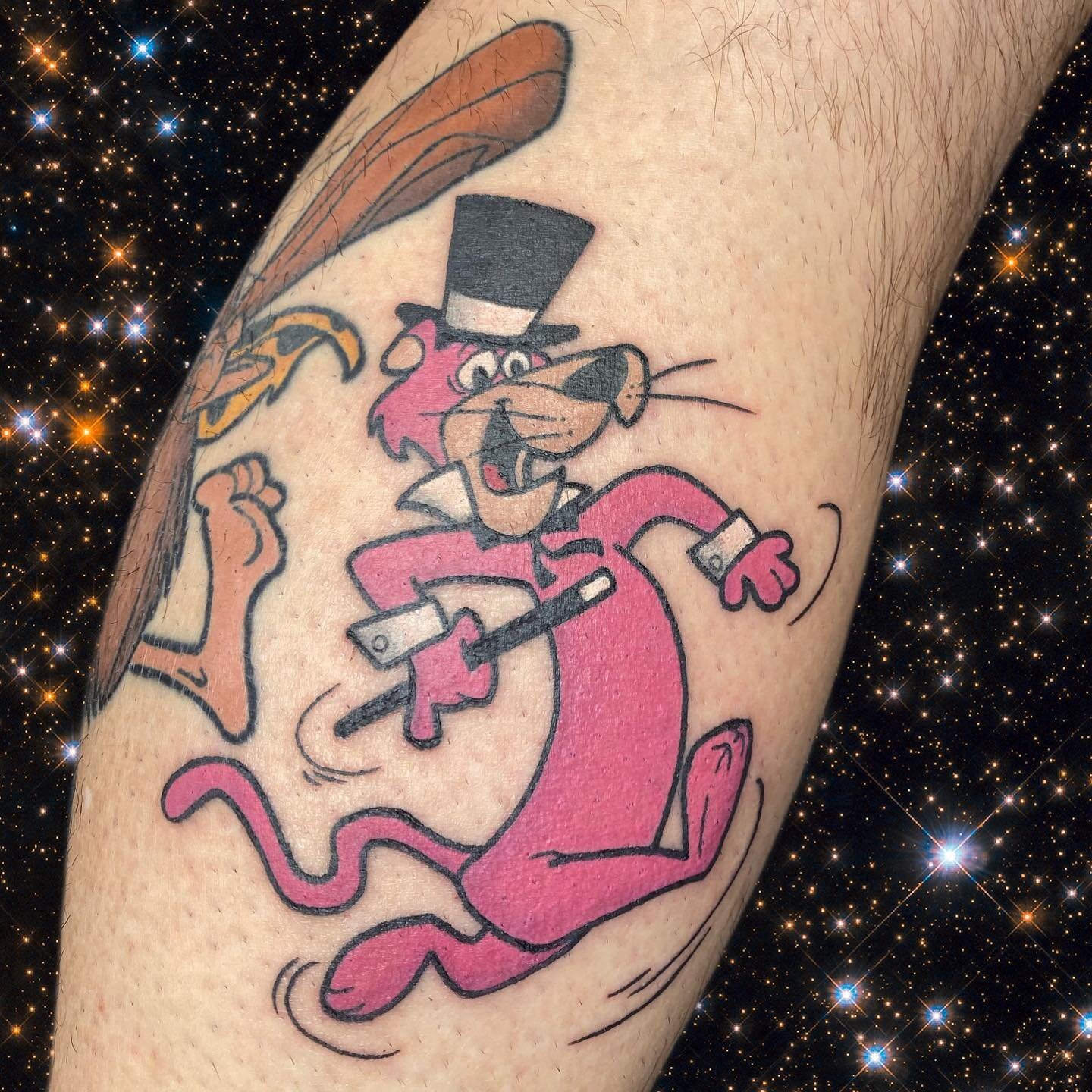 Snagglepuss!! 

My client Mike and I have been working on a Hanna Barbera character filled leg!! So far we have Captain Caveman, Yakky Doodle, and now Snagglepuss! Can&rsquo;t wait to add more!!! :))