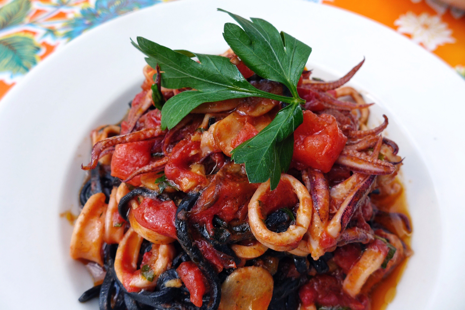 Black Linguine with Calamari