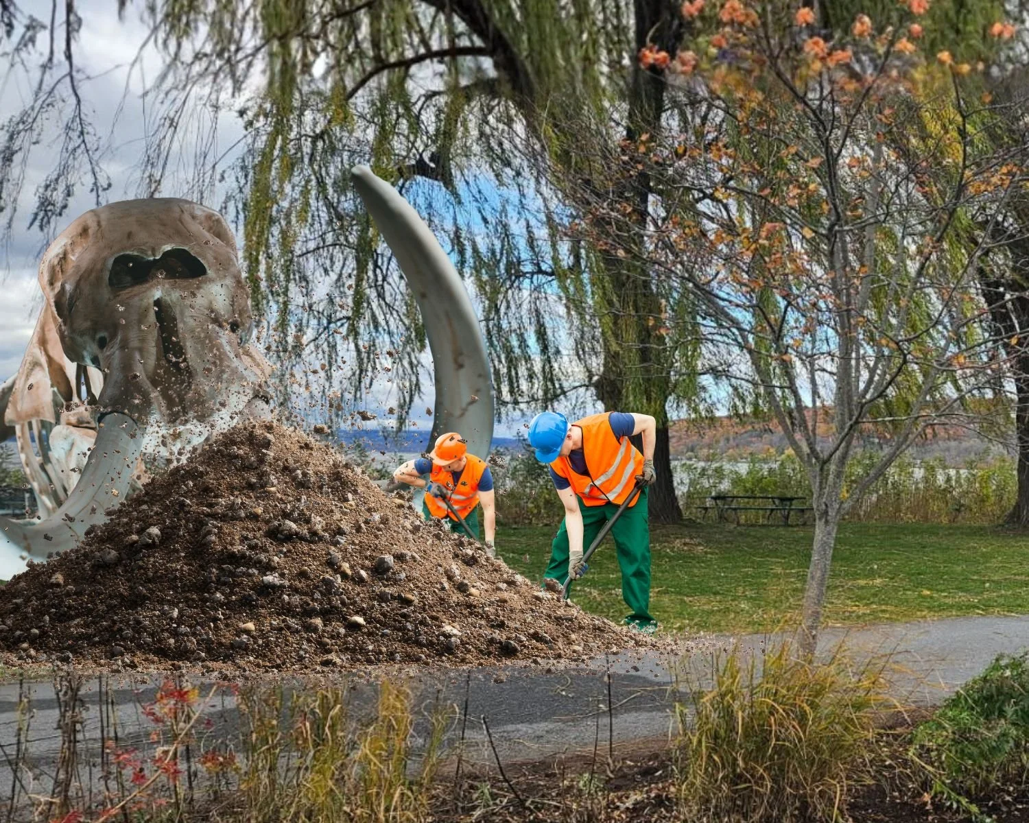 April Fools: Stewart Park Gardeners Discover Mastodon Skeleton