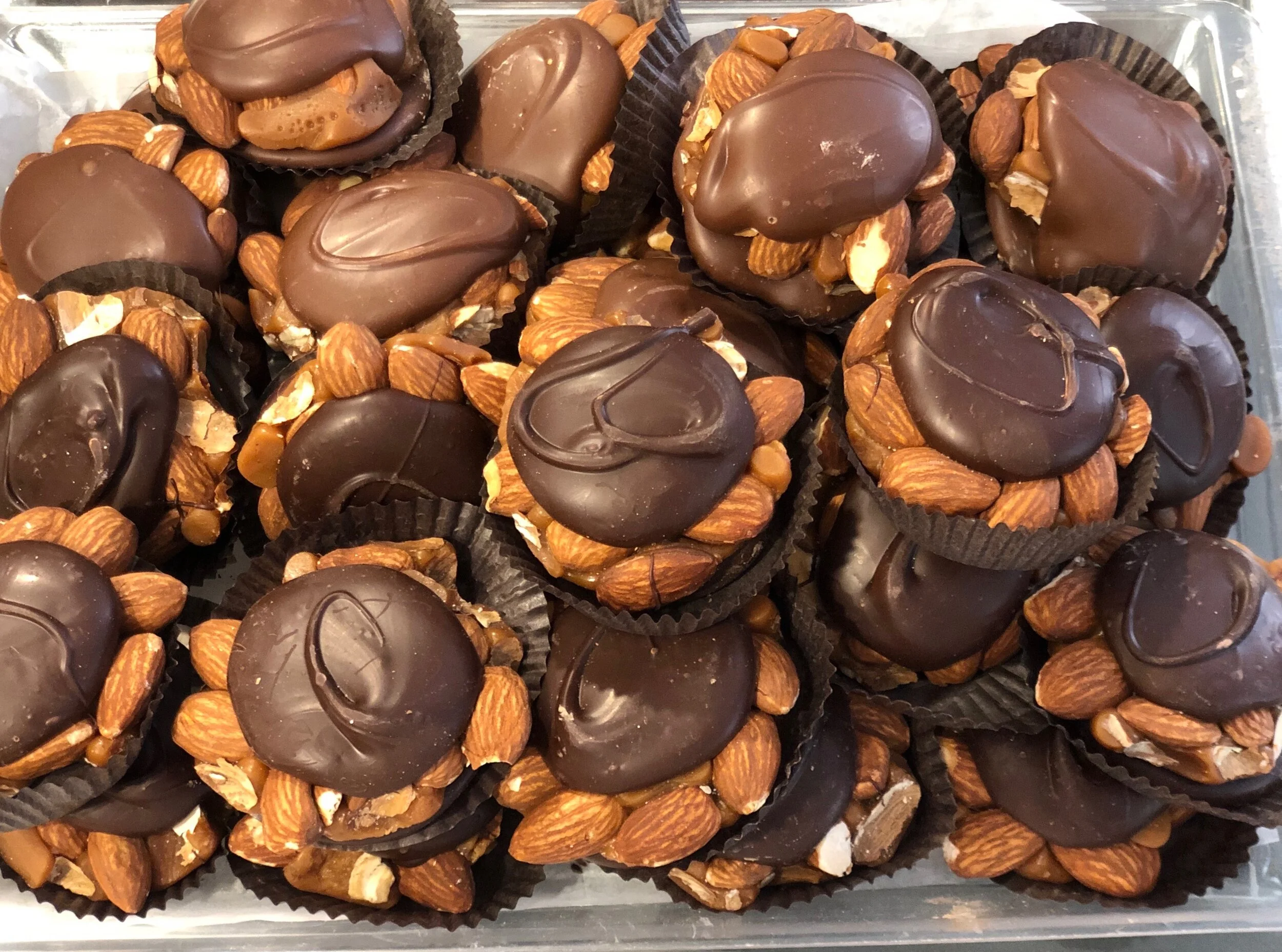 Milk and Dark Chocolate Caramel Almond Turtles 