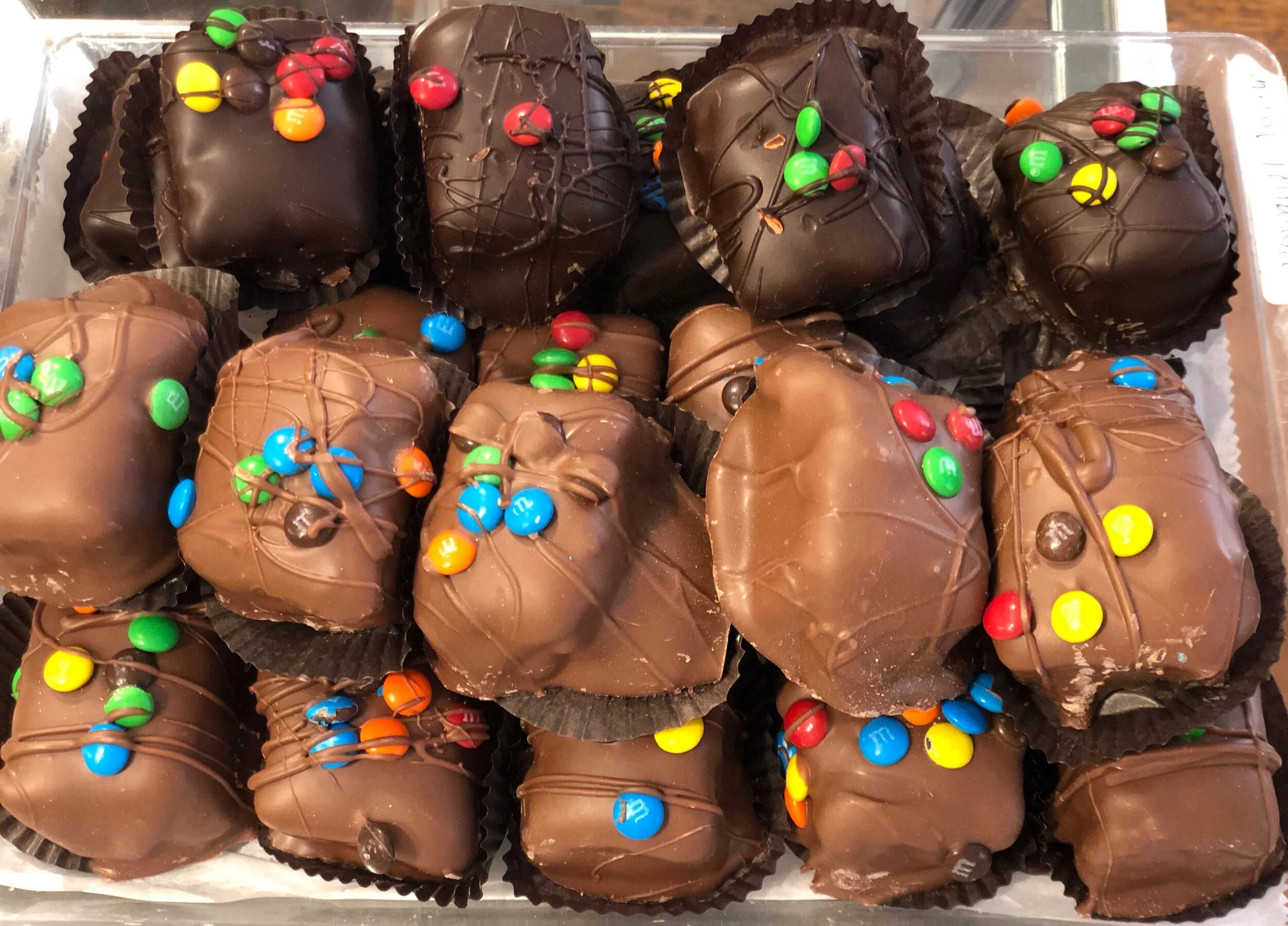 Milk or Dark Chocolate covered Rice Crispy Treats Dipped in Caramel &amp; Chocolate