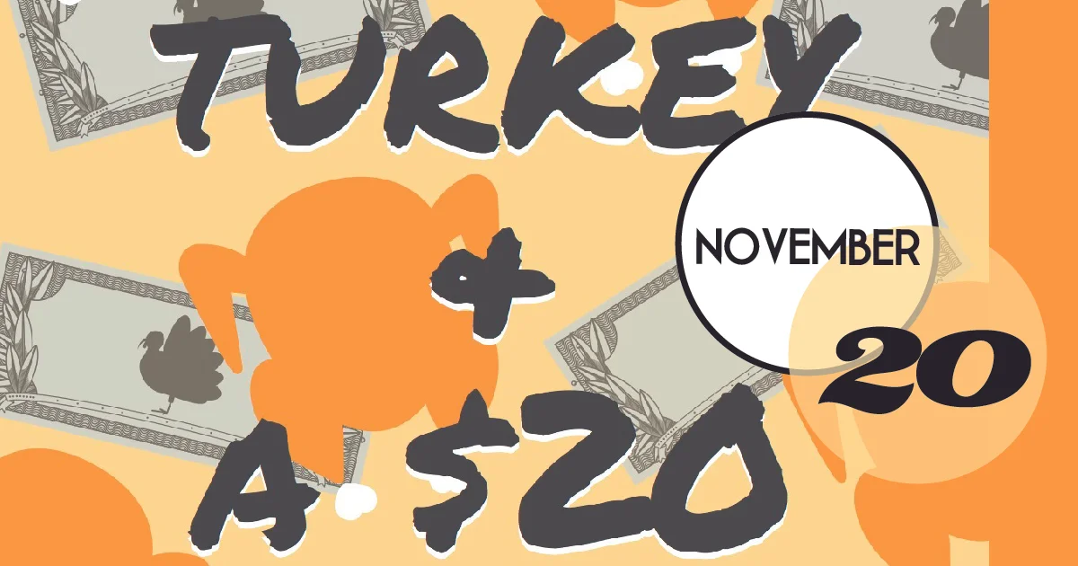 Annual Turkey and a $20 donation drive is a fun, interactive event to help downtown homeless shelter One80 Place "rescue" and store 100 tons of food, and prepare and serve 200,000 meals in 2018 and 2019.