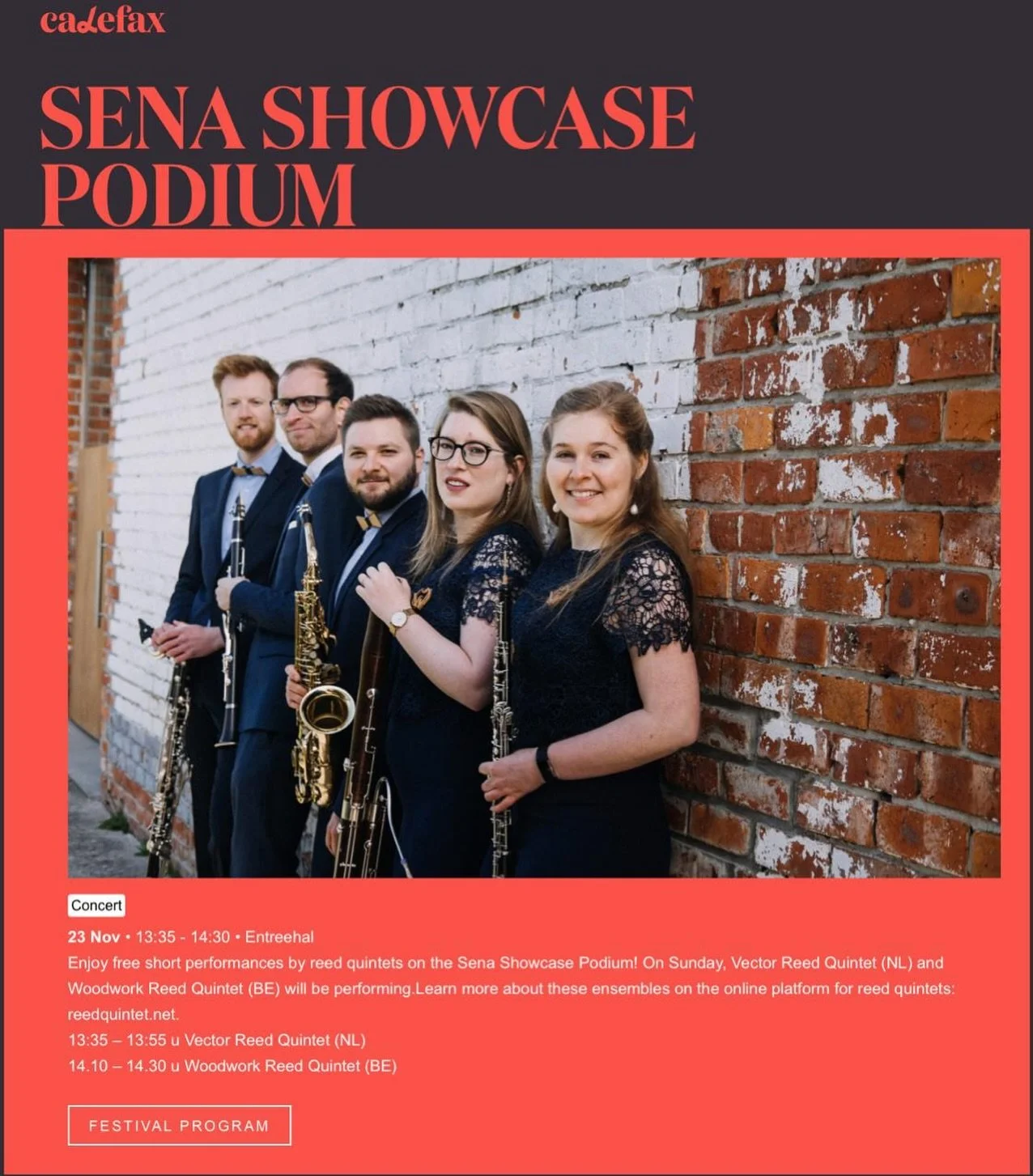 Big news for Woodwork!!! I am brilliantly excited to be today in Amsterdam as invited artists at the Calefax Reed Festival with my colleagues and friends in the inimitable @woodwork.quintet ! We&rsquo;ll perform our Belgian music with Sketches on a S