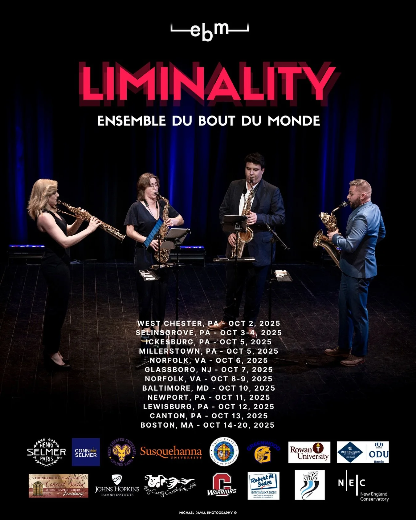 ✨🇺🇸 LIMINALITY TOUR 2025 🇺🇸✨

We&rsquo;re thrilled to announce our first US Tour which is taking place throughout this October! 🎷 Ensemble du Bout du Monde will bring our program Liminality to the United States, featuring works that explore bord