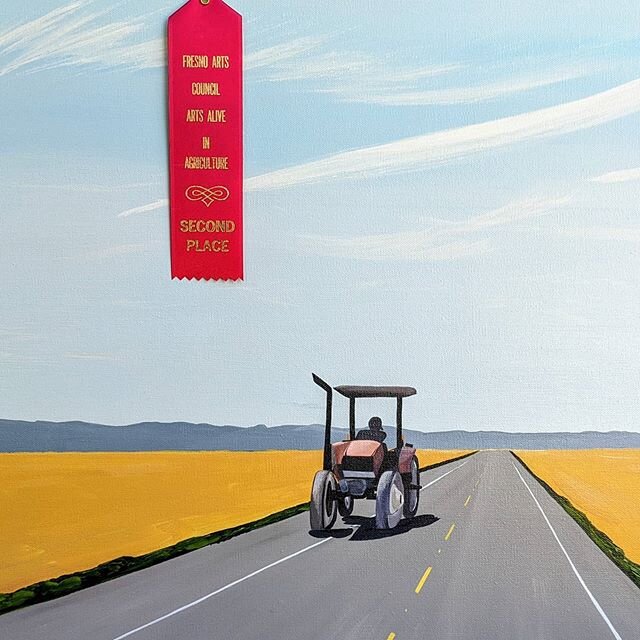 *crop of 'The Westside Ride' 
So thrilled this large piece took second in the Machinery/Technology category of @fresnoartscouncil Arts Alive in Ag Exhibition &amp; Competition! .
.
.

#californiaartist #californialandscape #aglandscape #agart #tracto