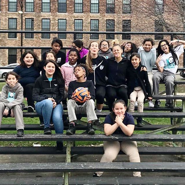 @ktee.naughton and @sarahlgorden with #HiddenGems players at Pilsen Elementary in Chicago ⚽️💎