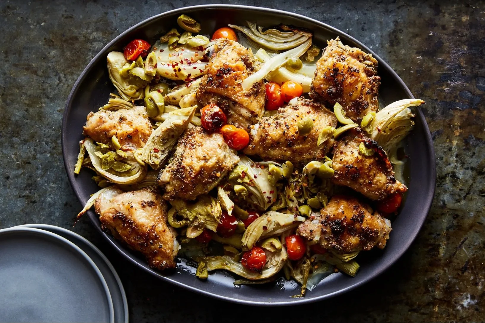 Sheet-Pan Chicken With Artichokes and Herbs