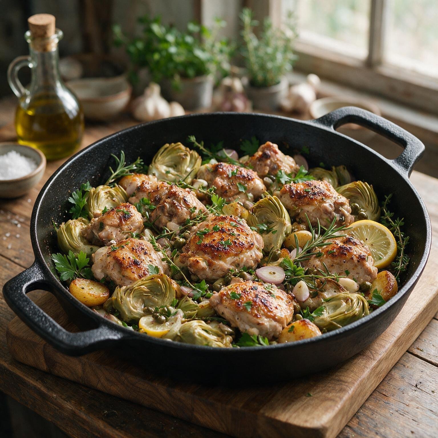 Sheet-Pan Chicken With Artichokes and Herbs