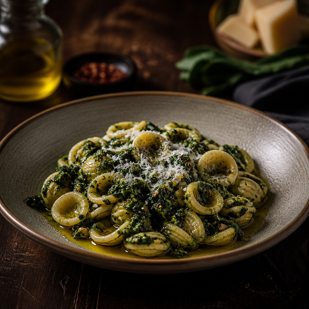 Collard Pesto with Orecchiette Pasta