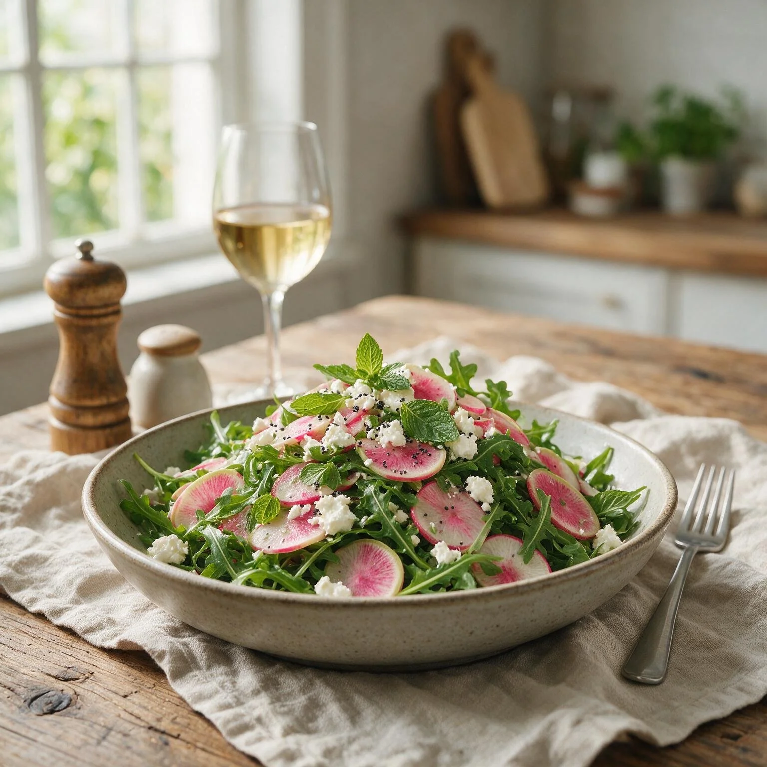Arugula and Watermelon Radish Salad