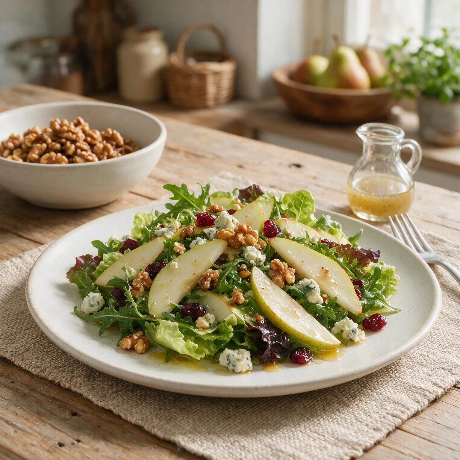 Pear Salad with Toasted Walnuts and Gorgonzola