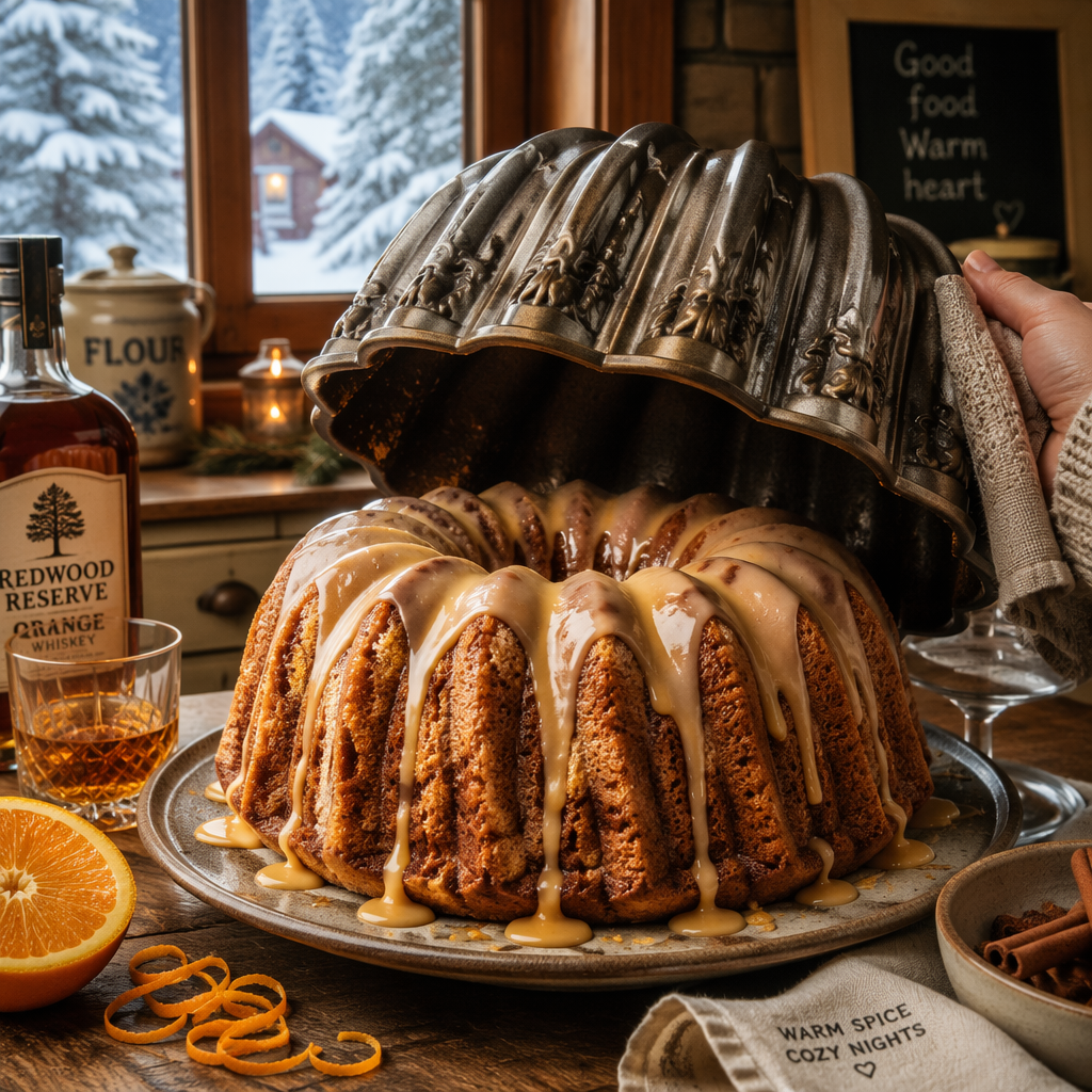 Spice Cake with Orange Whiskey Icing