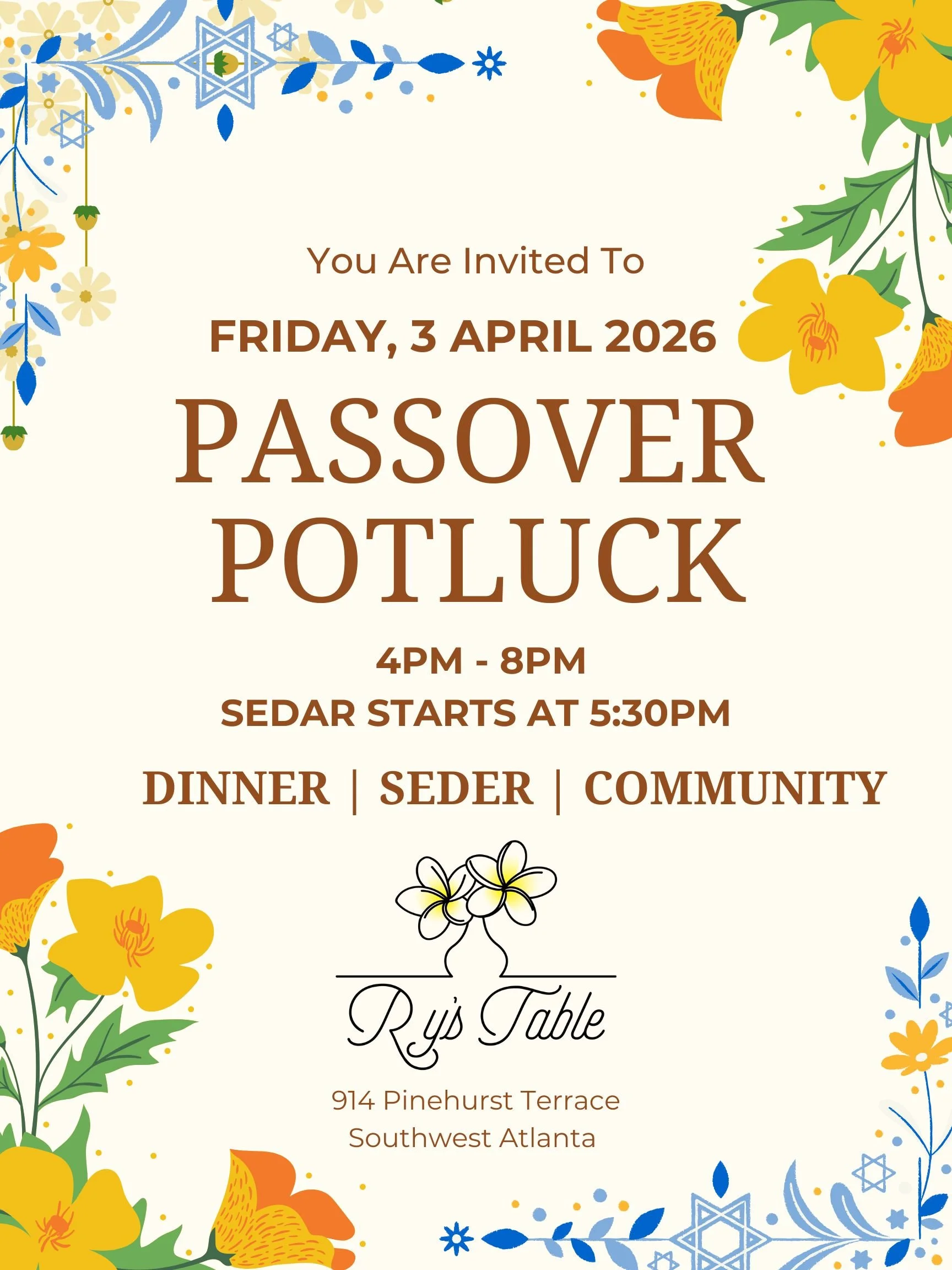 Passover Sedar - Potluck Event