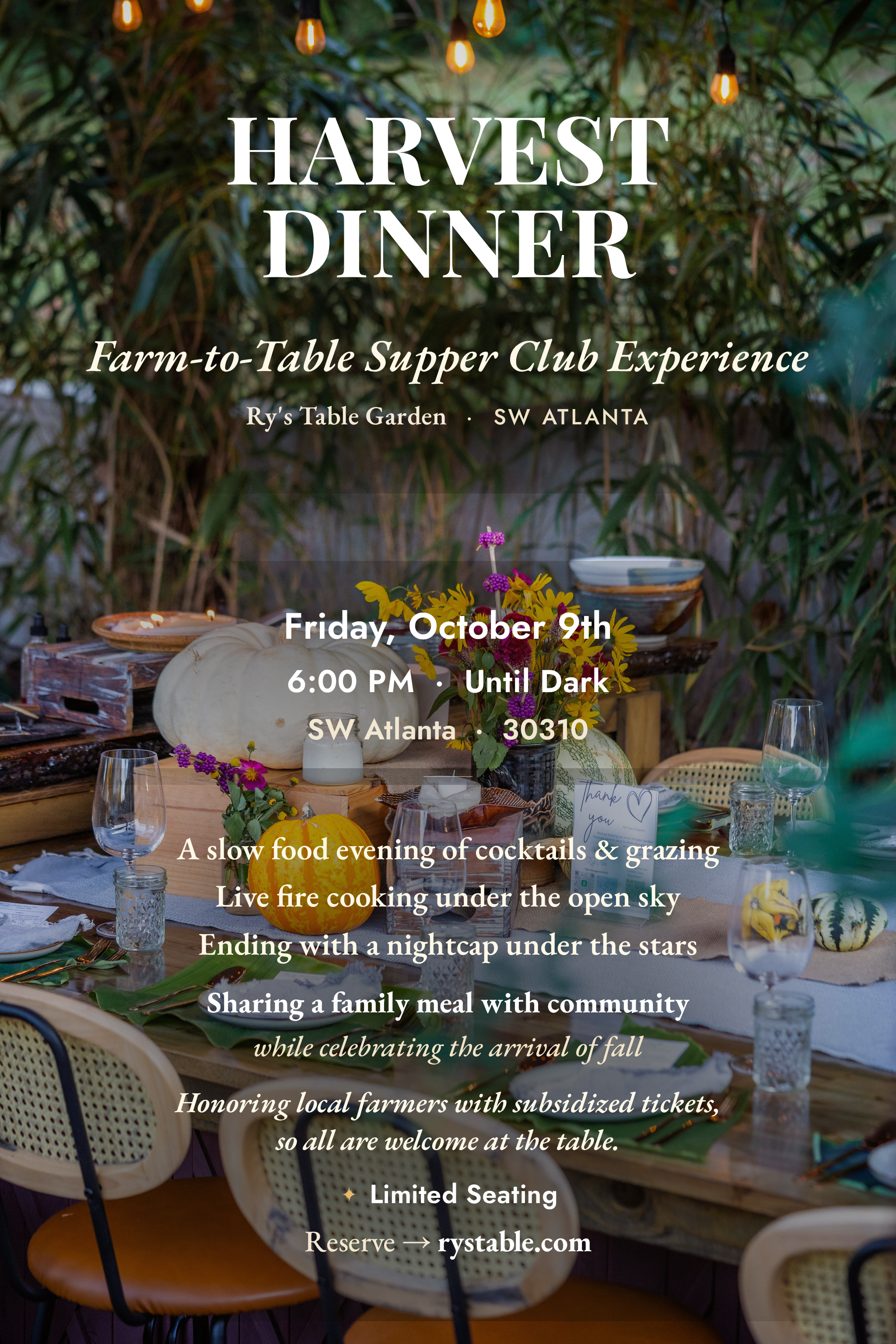 HARVEST DINNER - FALL OCT 9