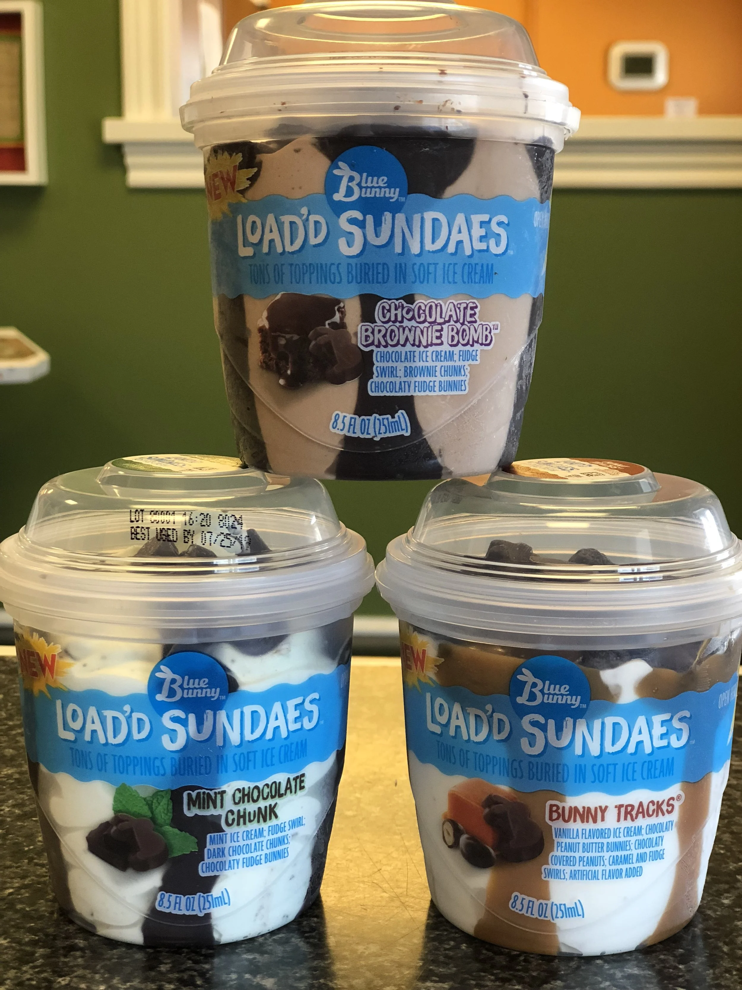 Ice Cream Bunny Tracks, Chocolate Brownie Bomb, or Mint Chocolate Chunk 4.24 Vanilla Sundae Cone 1.50 (Contains milk, peanuts, and soy)