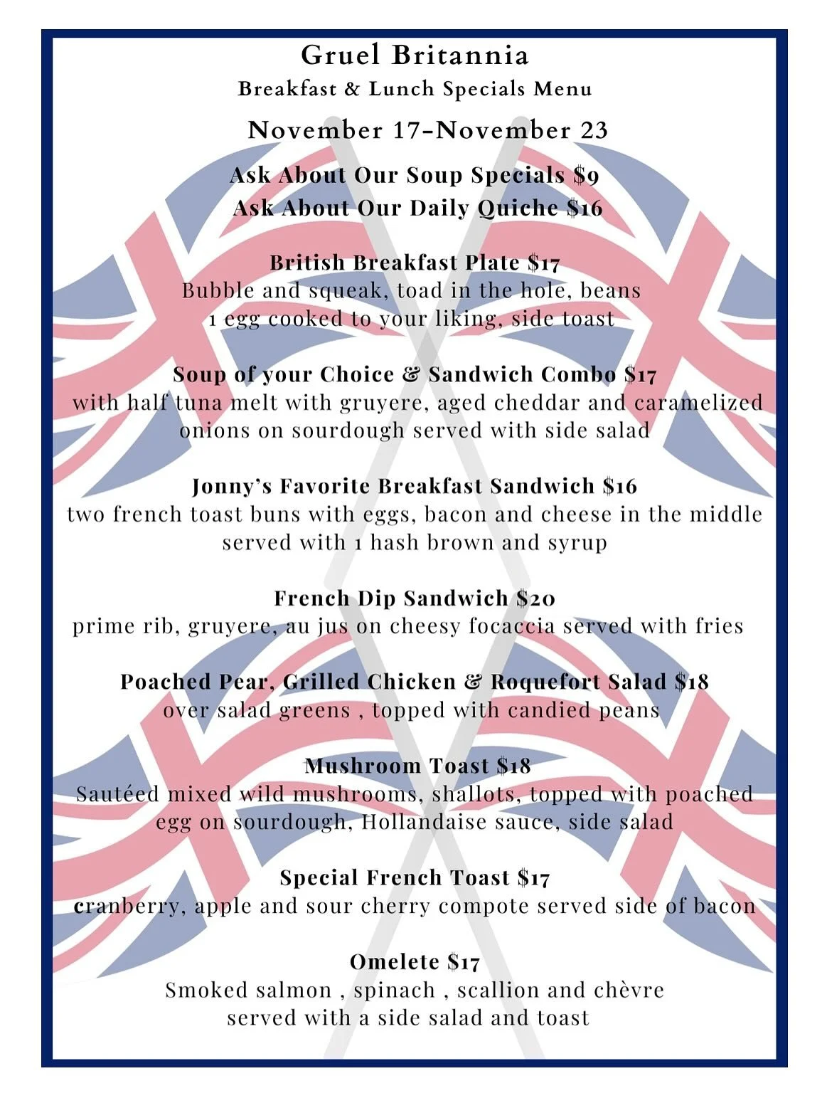 Specials are out! 
Warning: cravings may occur. Side effects include happiness. 
Come by and give them a try! 

#britishfood #english #westport #fairfield #foodie #ctbites #connecticut