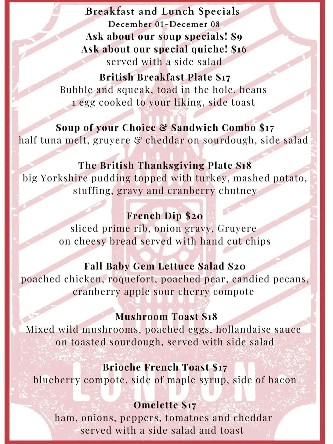 Specials Menu are out, created with 2 cups of inspiration,
1 accidental ingredient and a sprinkle of &ldquo;let&rsquo;s see what happens.&rdquo;
Spoiler: it turned out amazing!