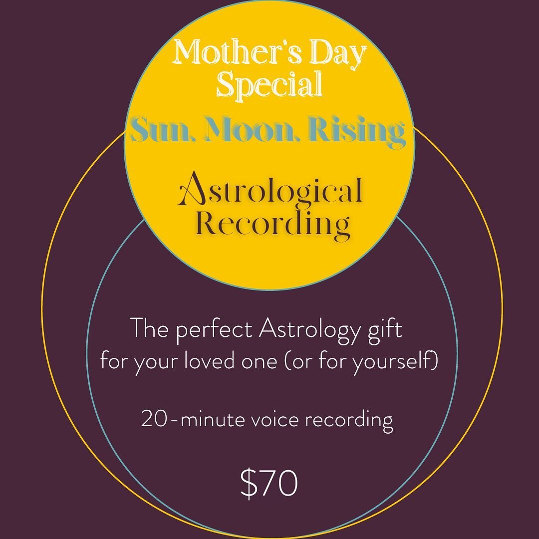 MOTHER&rsquo;S DAY SPECIAL 🌞🌑✨
Sun, Moon, Rising Astrological Recording

20-min voice recording 

🔗 LINK IN BIO 
💥 LAST DAY TO ORDER: Sun, 5/14

Yesterday, on the Sun-Uranus conjunction, I felt inspired to offer a spontaneous Mother&rsquo;s Day g