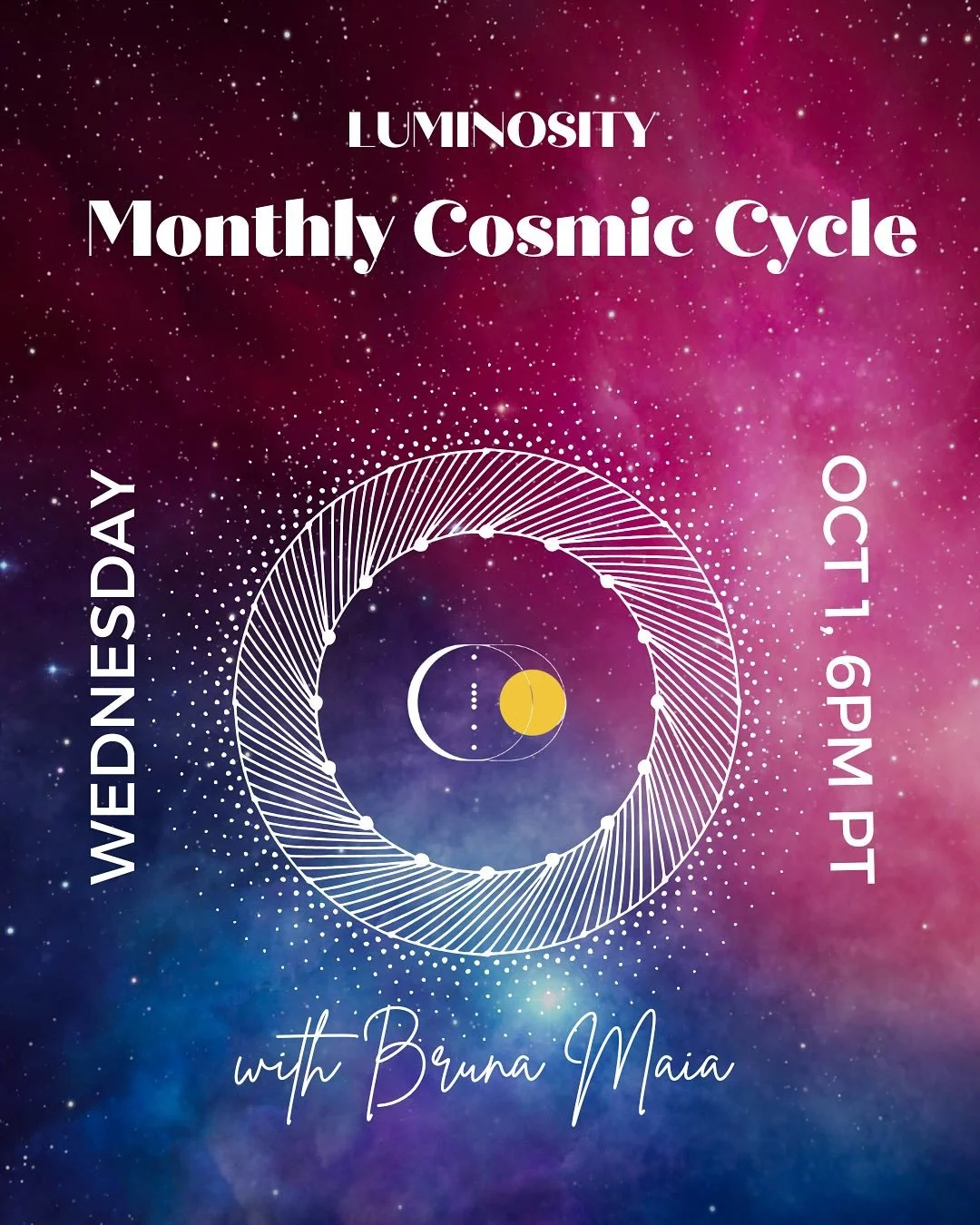 MONTHLY COSMIC CYCLE 💫💫
**LUMINOSITY OPEN HOUSE : ALL CLASSES FREE THIS MONTH** 

🔗 To sign-up for this month&rsquo;s free classes on Luminosity, use link in bio

📅 WED 10/1 AT 6PM PT

We&rsquo;ll be reviewing Oct&rsquo;s Astrological transits on