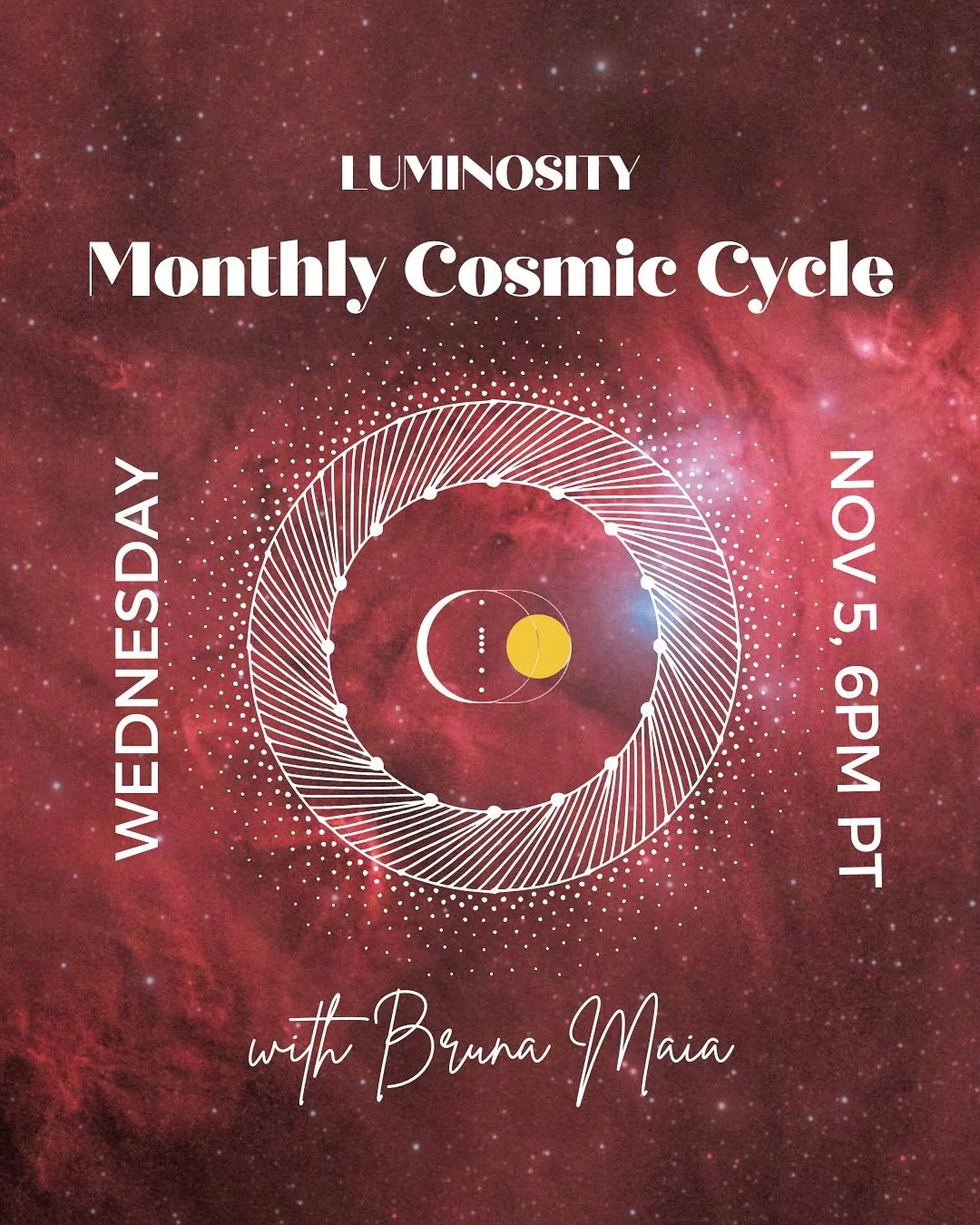 MONTHLY COSMIC CYCLE 

🔗 To sign-up for this month&rsquo;s free classes on Luminosity, use link in bio

📅 WED 11/5 AT 6PM PT

We&rsquo;ll be reviewing Nov&rsquo;s Astrological transits on Luminosity!

Important cycles include:
* Mars enters Sagitta