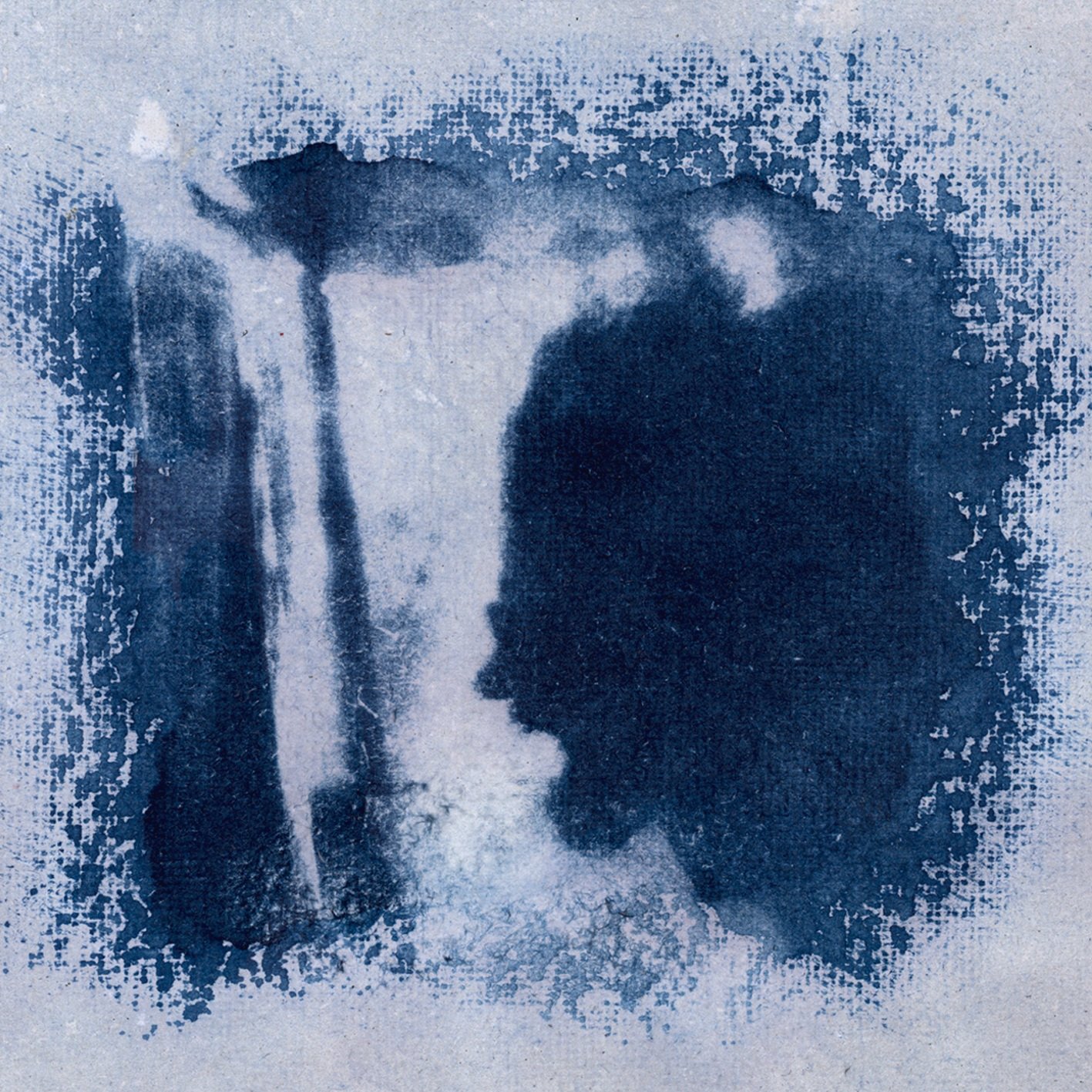 Artistic cyanotype portrait photography on homemade paper.