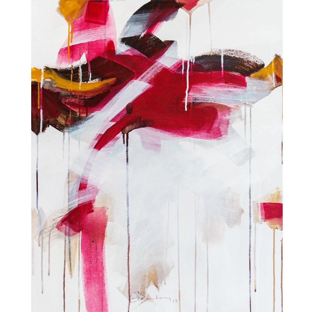 Contemporary abstract painting that explores the Red color and modern society.