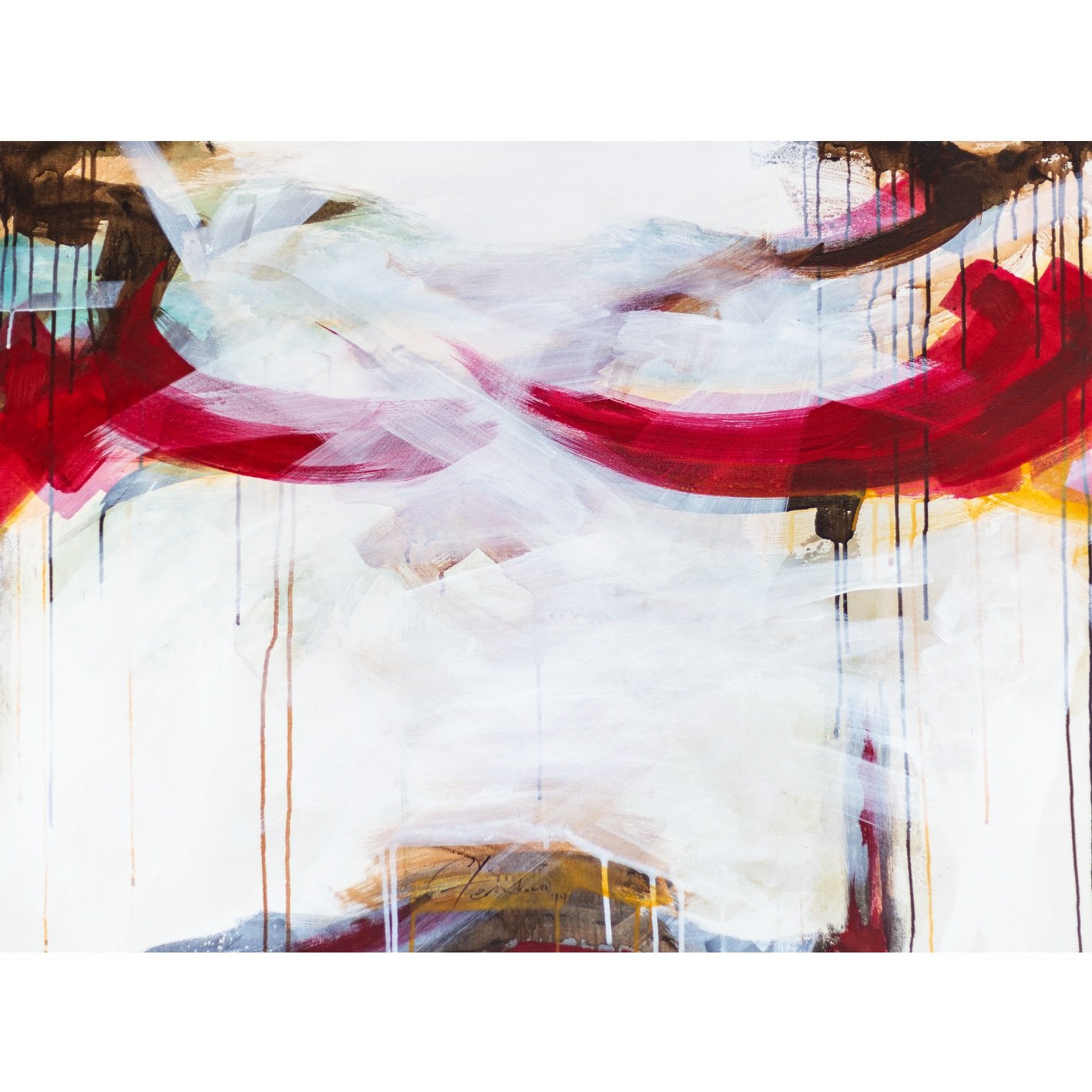 Contemporary abstract painting that explores the Red color and modern society.