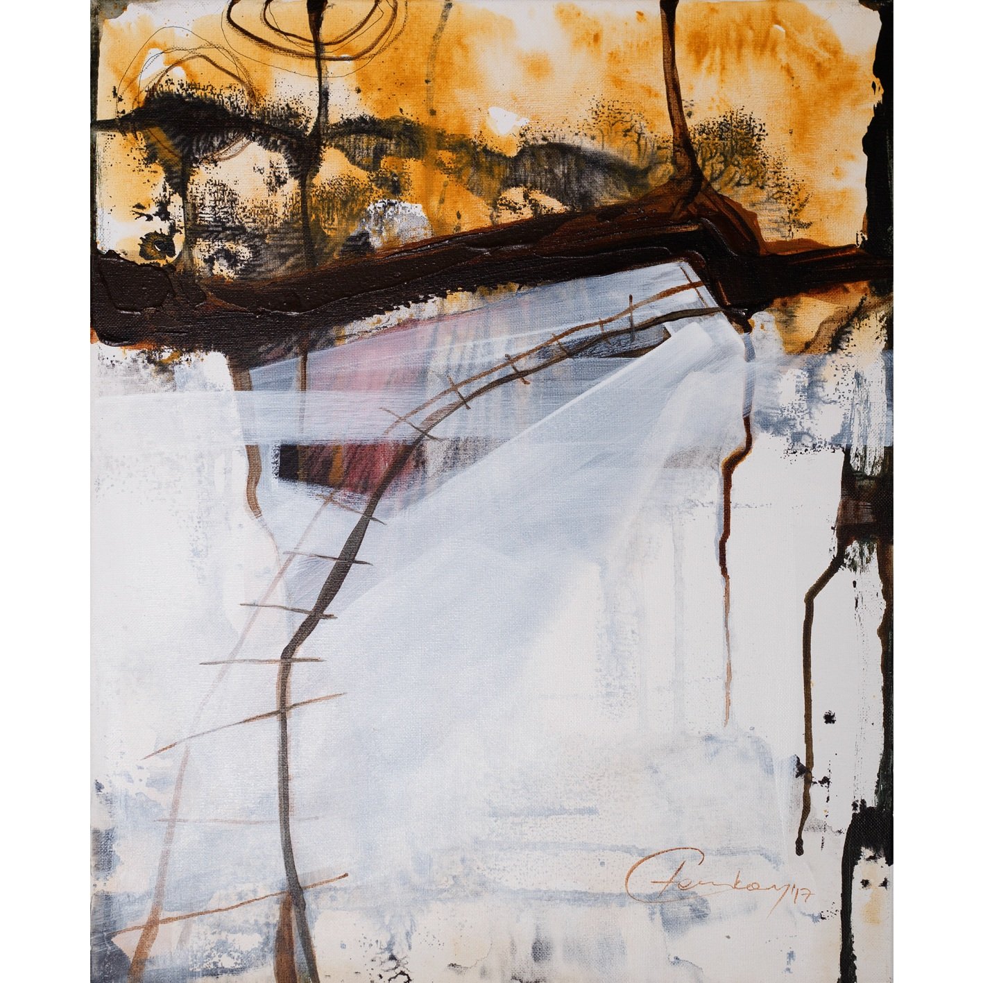 Contemporary abstract painting that explores color, form, and texture.