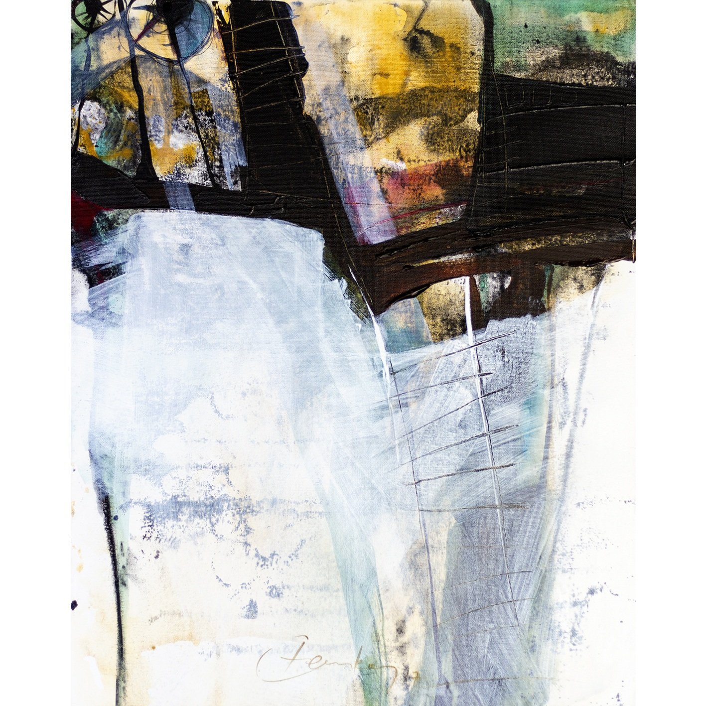 Contemporary abstract painting that explores color, form, and texture.