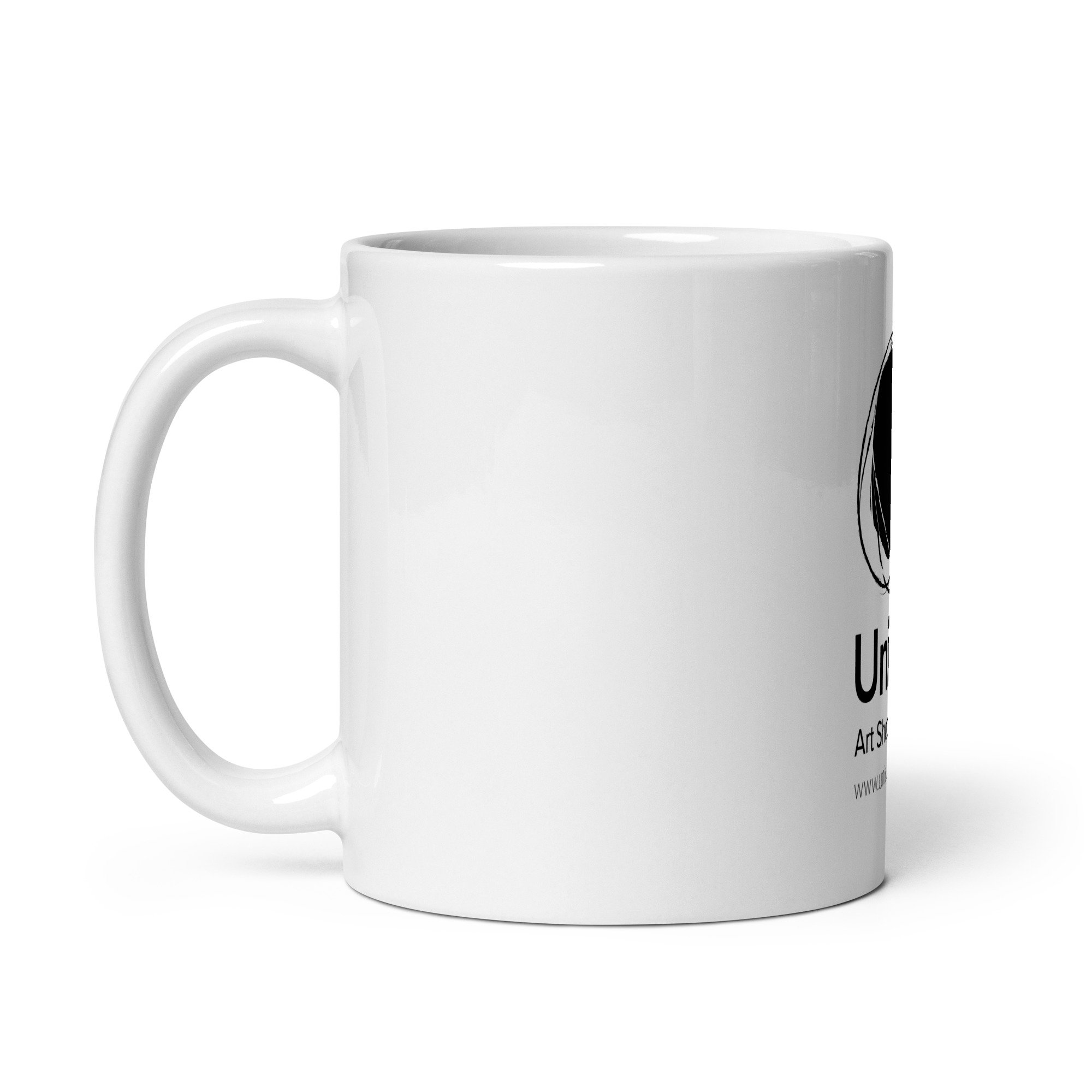 Unique white glossy mug 11oz.